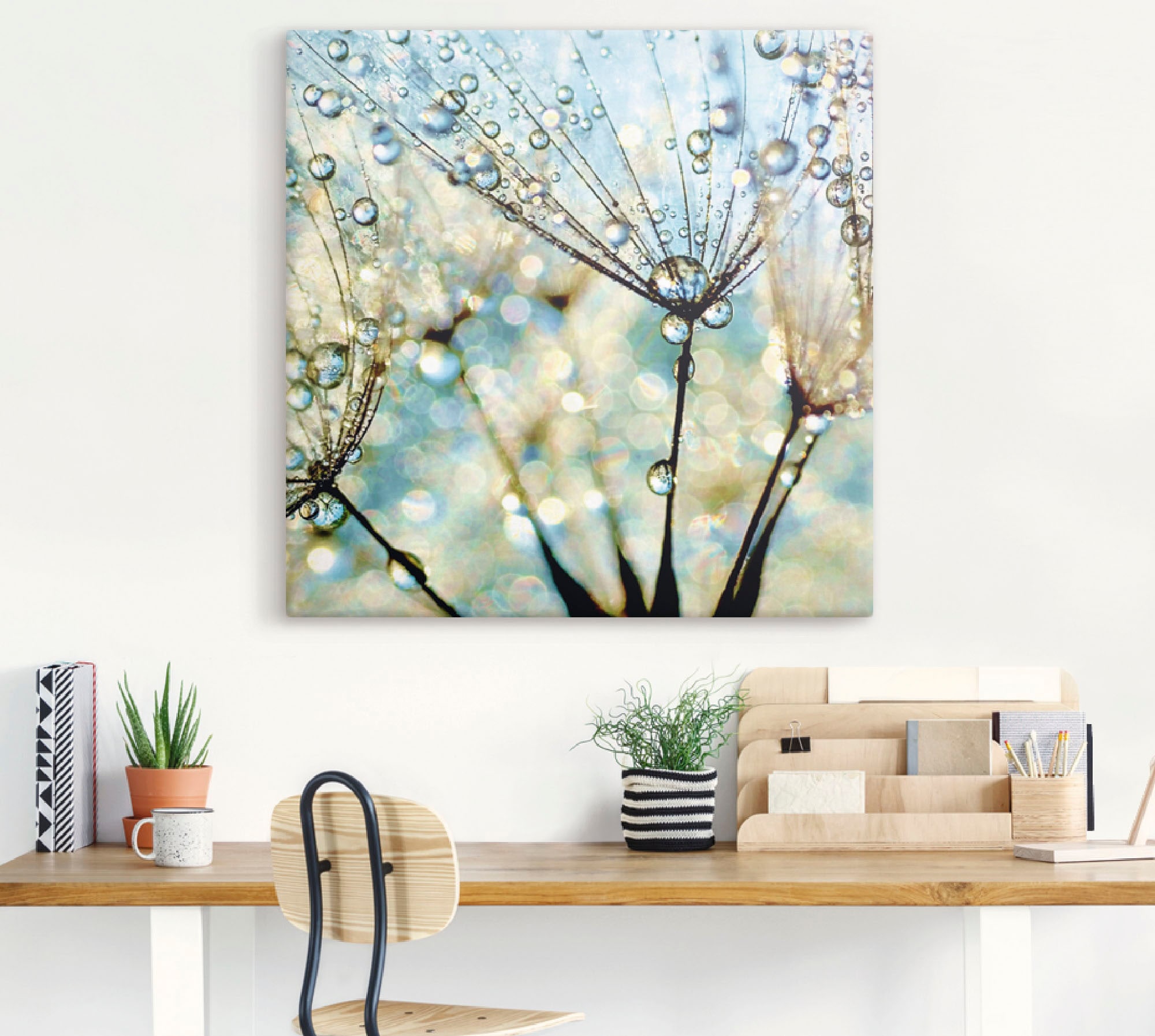 Artland Leinwandbild »Pusteblume Blaue Diamanten« Blumen 1 Stk. tlg. auf Holzrahmen gespannt