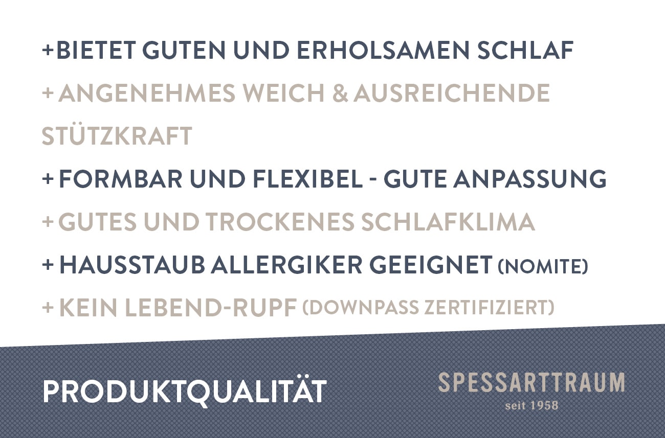 SPESSARTTRAUM Daunenkissen »FIRST CLASS«, Füllung: 60% Daunen, 40%Federn, Bezug: 100% Baumwolle, (1 St.), hergestellt in Deutschland, allergikerfreundlich