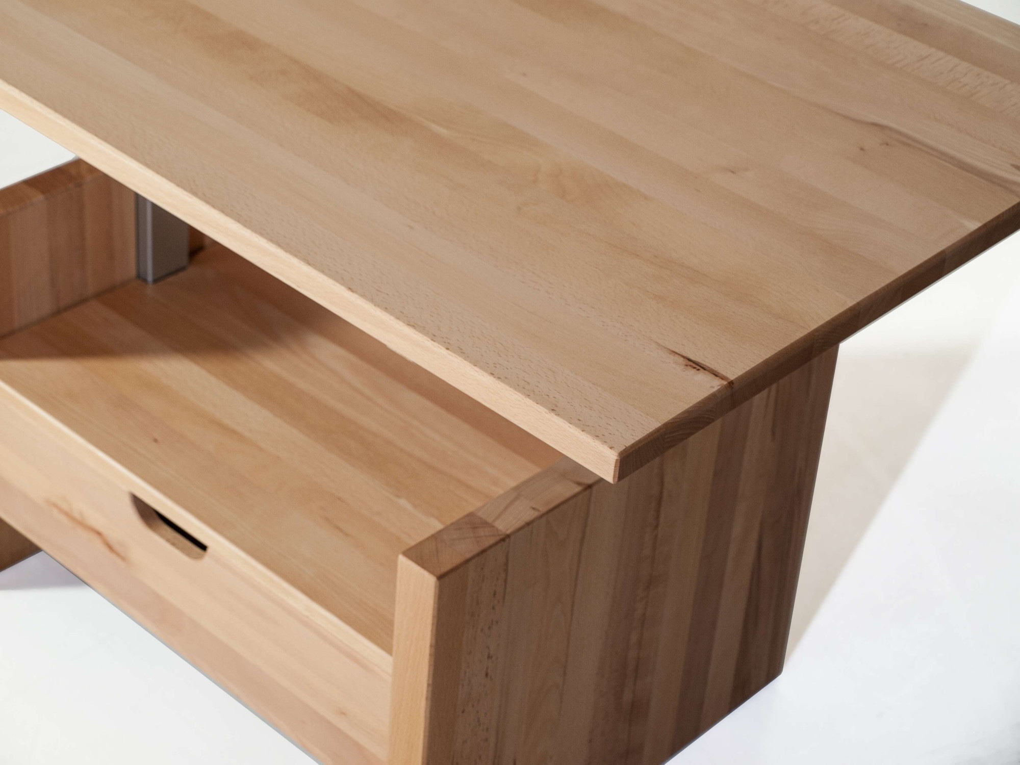 Home affaire Couchtisch »Hamilton Kaffeetisch, Massivholz, modern design, in Buche geölt«, höhenverstellbar Tischplatte, rechteckig, mit Schublade, Ablage