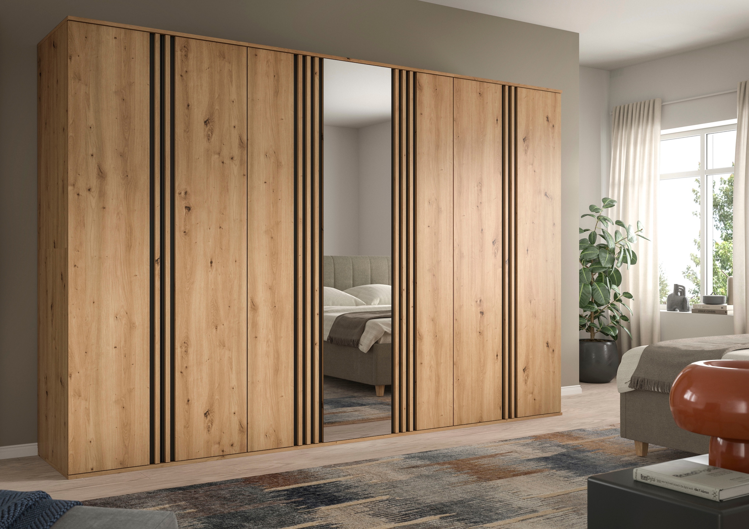Home affaire Schrank-Set »ALVA, Breite 240 cm, Paneeloptik, Schlafzimmerschrank, Kleiderschrank« wähle den beste Schrank Kombination, individuell platzierbar, 