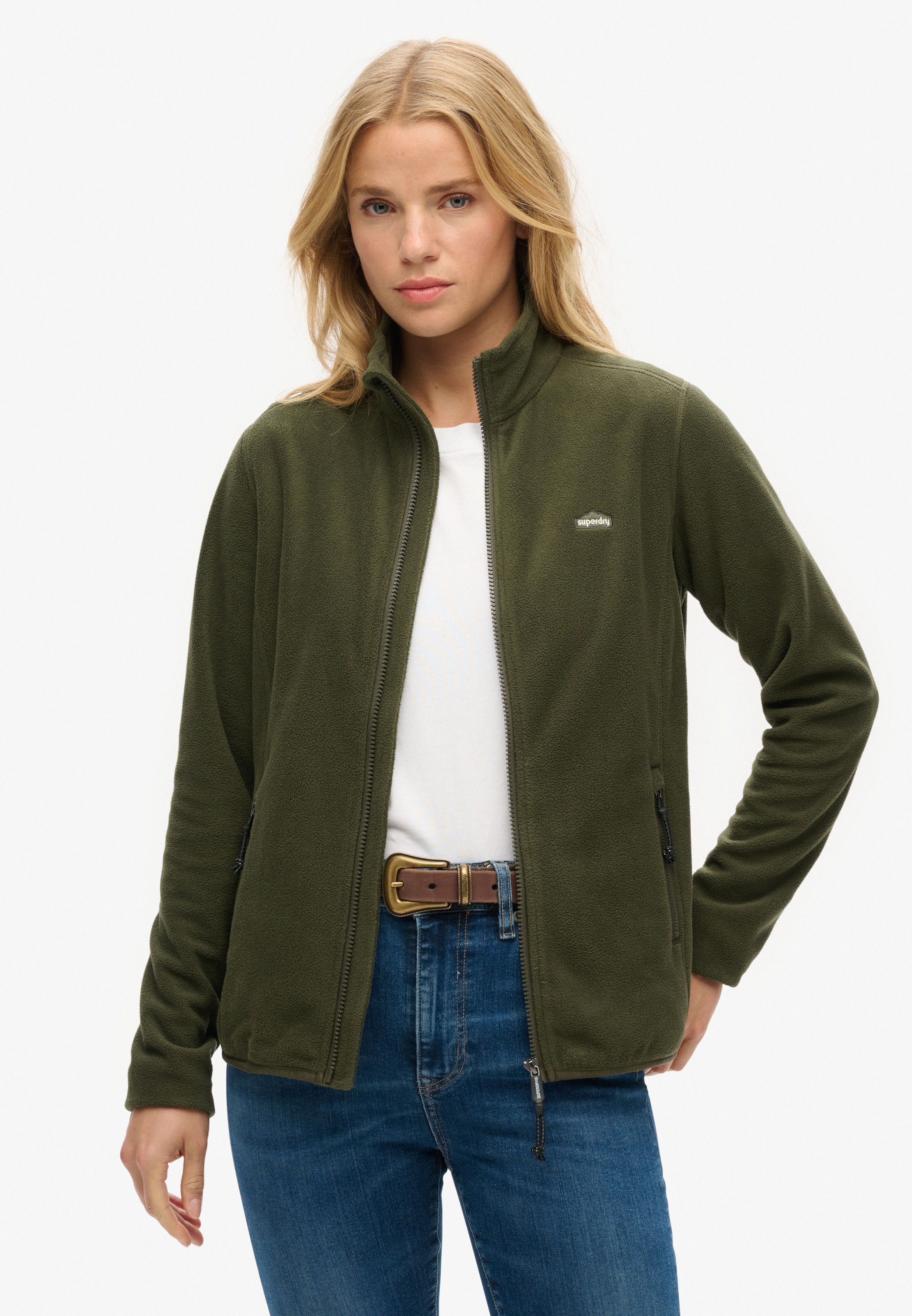 Superdry Fleecejacke »POLAR FLEECE FULL ZIP« ohne Kapuze