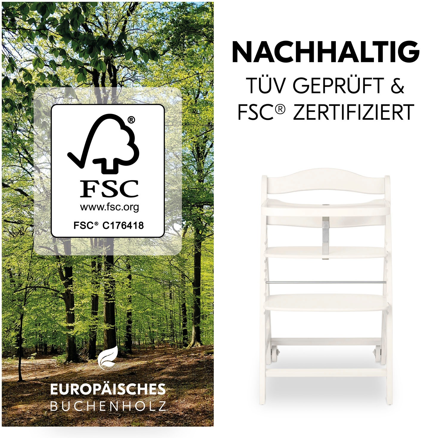 Hauck Hochstuhl »Beta+, White«, FSC® - schützt Wald - weltweit