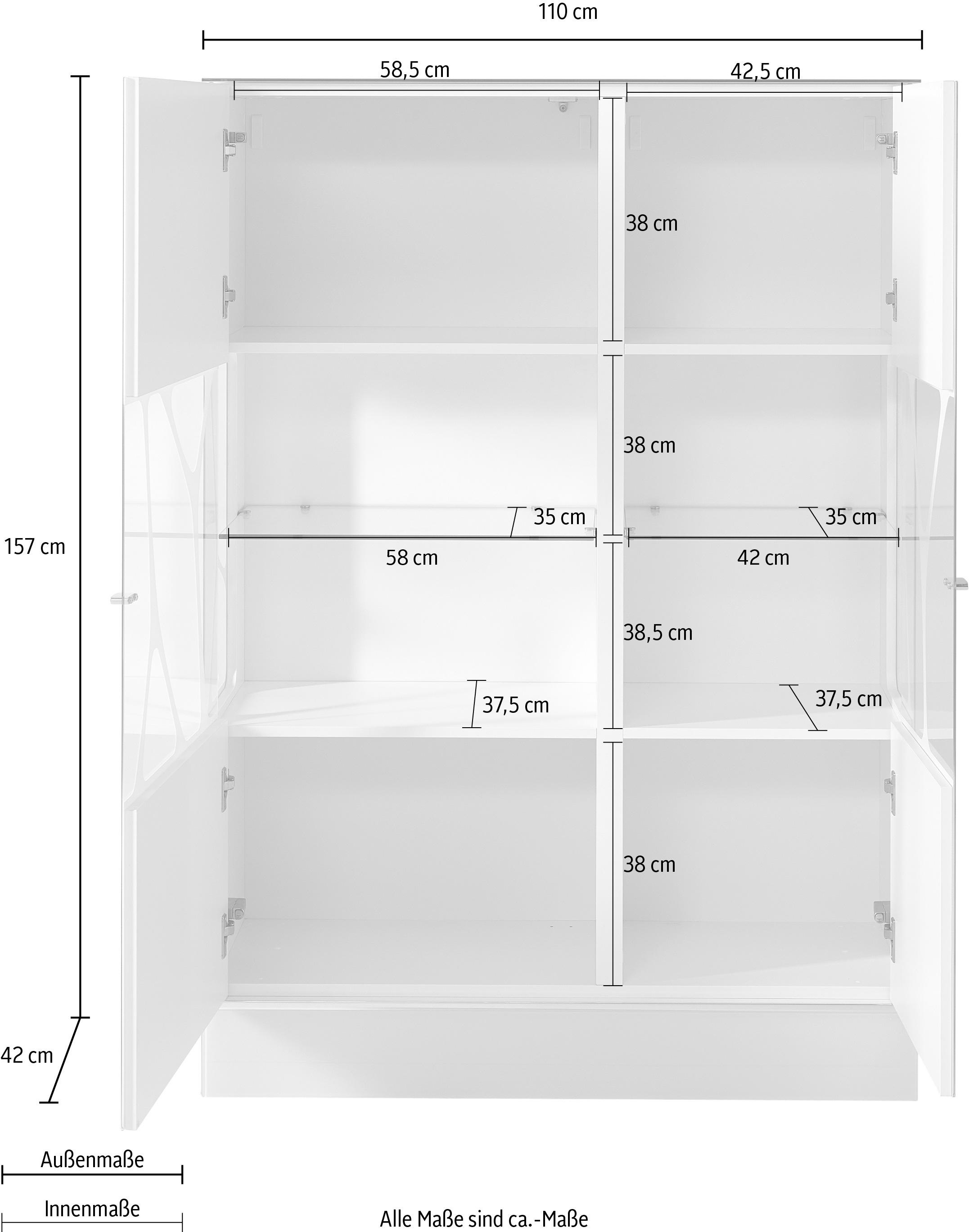 LEONARDO Highboard »CUBE«, mit Genetics, wahlweise mit Beleuchtung, Höhe 157 cm