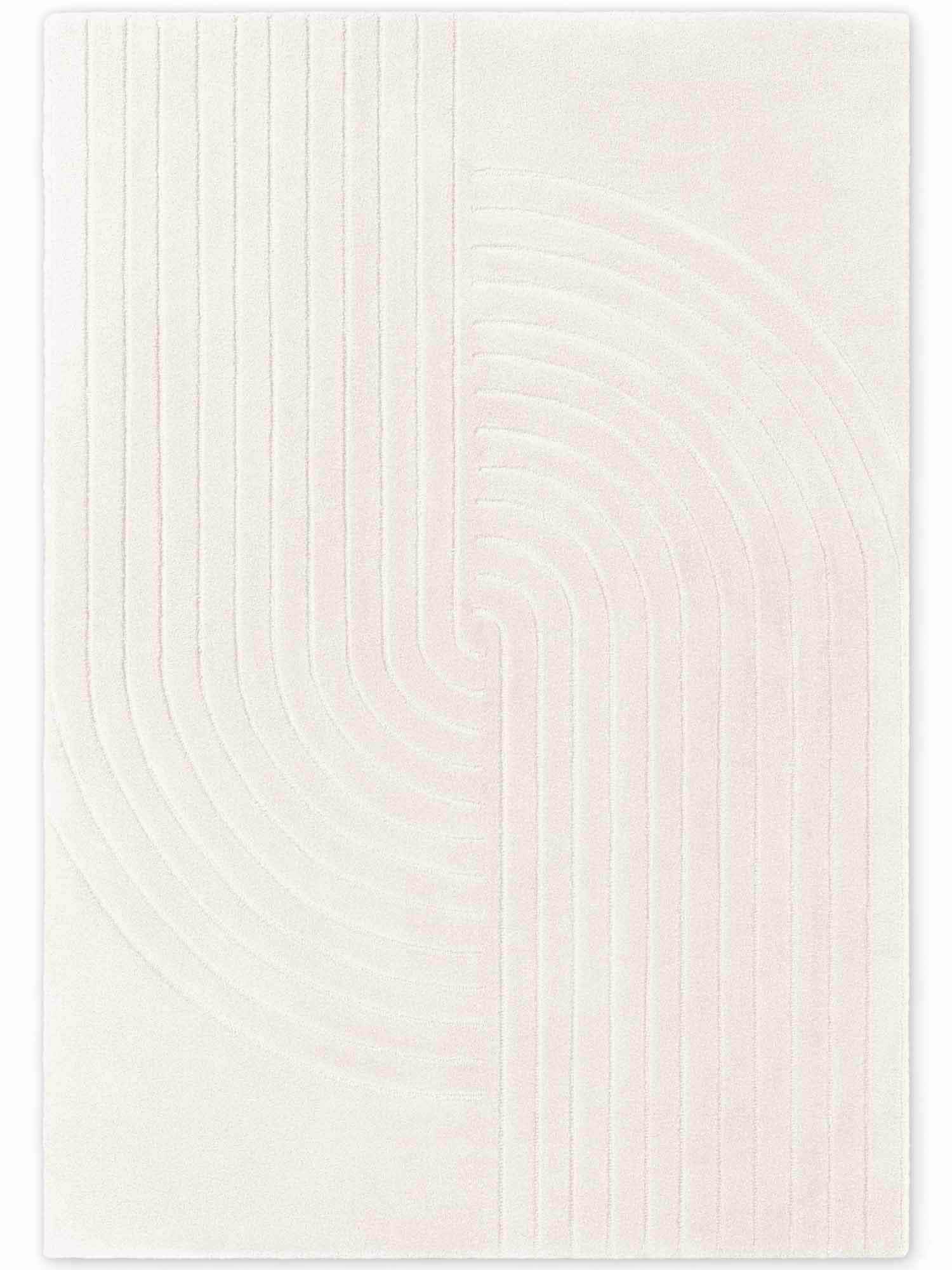 vikosa Wollteppich »Arcora« rechteckig 15 mm Höhe Wolle Handgemacht, Hoch-Tief-Effekt, Geometrisches Linien Wellendesign