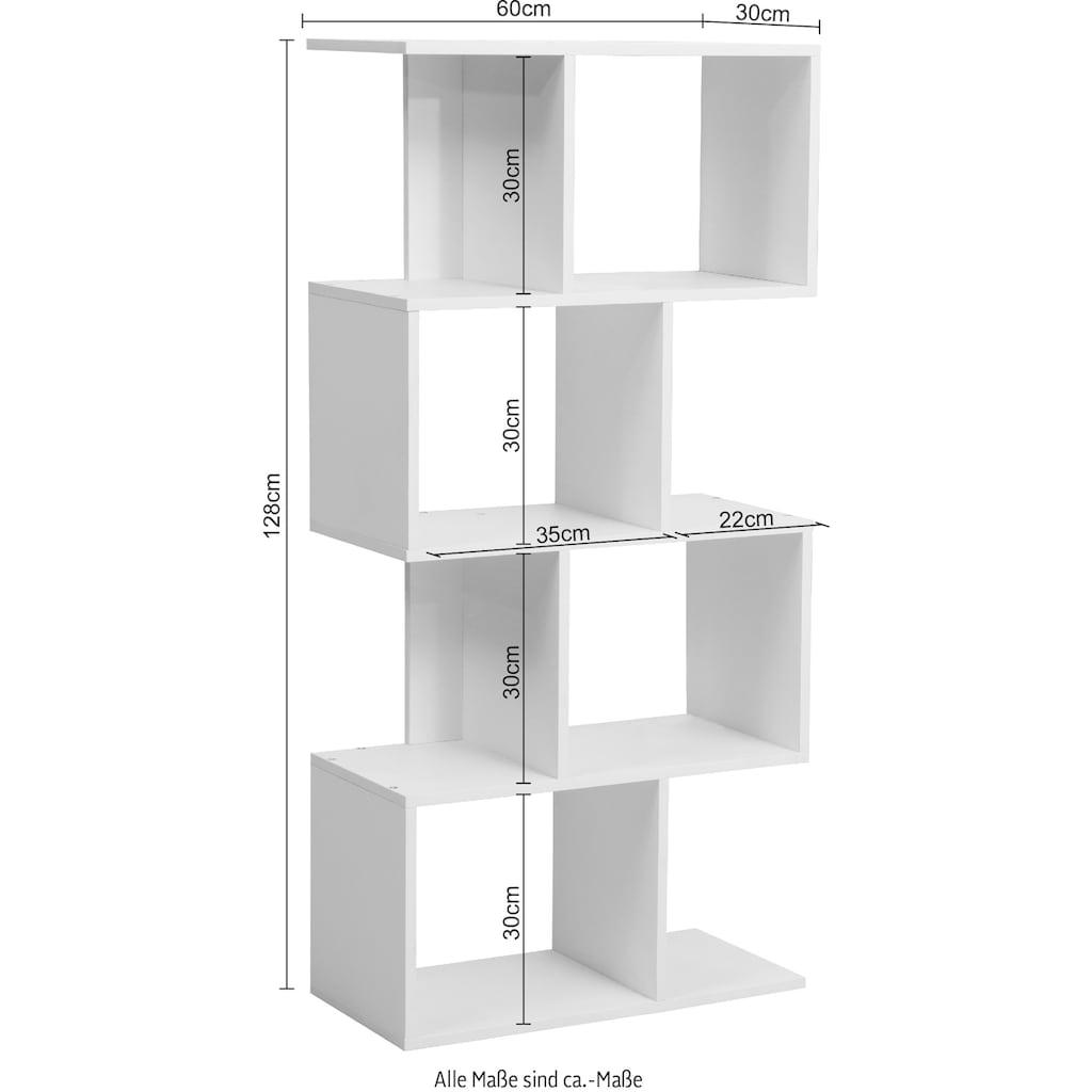 INOSIGN Mehrzweckregal »CROVIE, Bücherregal«, 4 Würfelfächer & Ablageflächen, 60x128 cm, FSC®-zertifiziert