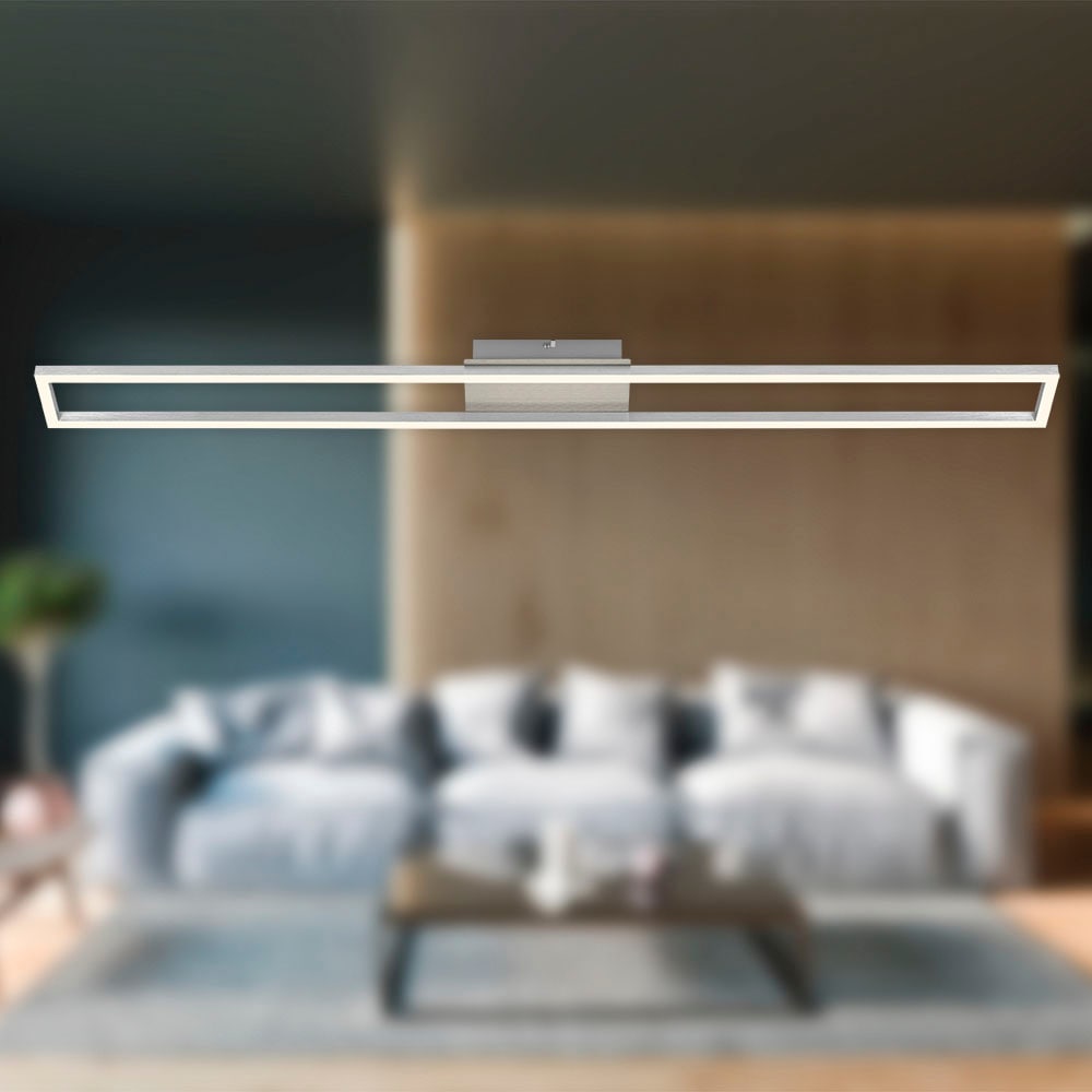 Briloner Leuchten LED Deckenleuchte »3094012 FRAME«, Leuchtmittel LED-Board | LED fest integriert, Deckenlampe, 110x12x5cm, Matt-Nickel, 18W, Wohnzimmer, Schlafzimmer