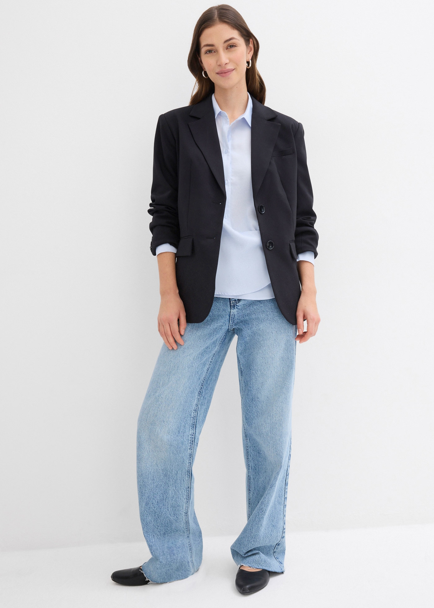 bonprix Weite Jeans 1 tlg. Loose Fit, High Waist, mit Elasthan, aus leichter Baumwolle