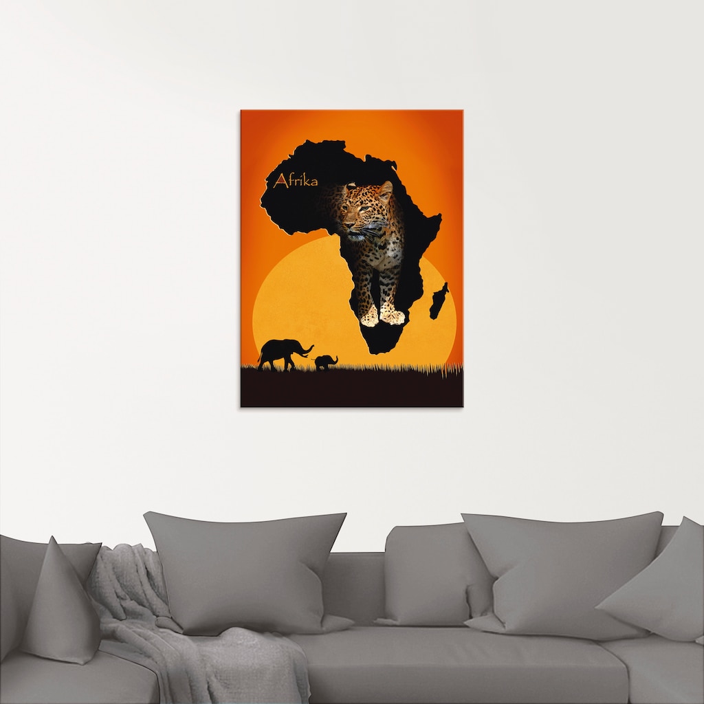 Artland Glasbild »Afrika der schwarze Kontinent«, Wildtiere, (1 St.)
