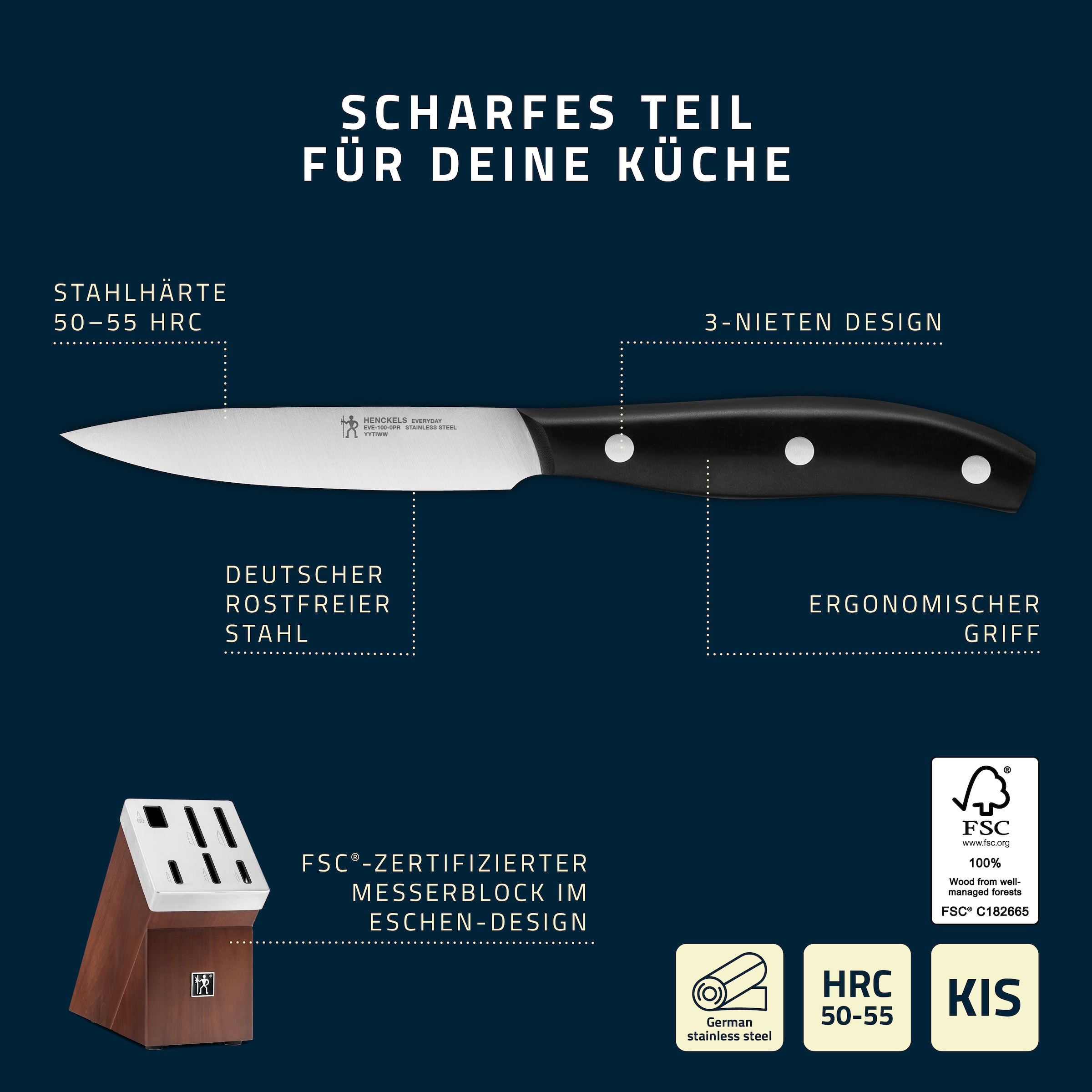 HENCKELS by ZWILLING Messerblock »Everyday« 7 Selbstschärfender Messerblock, Keramik-Schleifsteine, Vielzweckschere