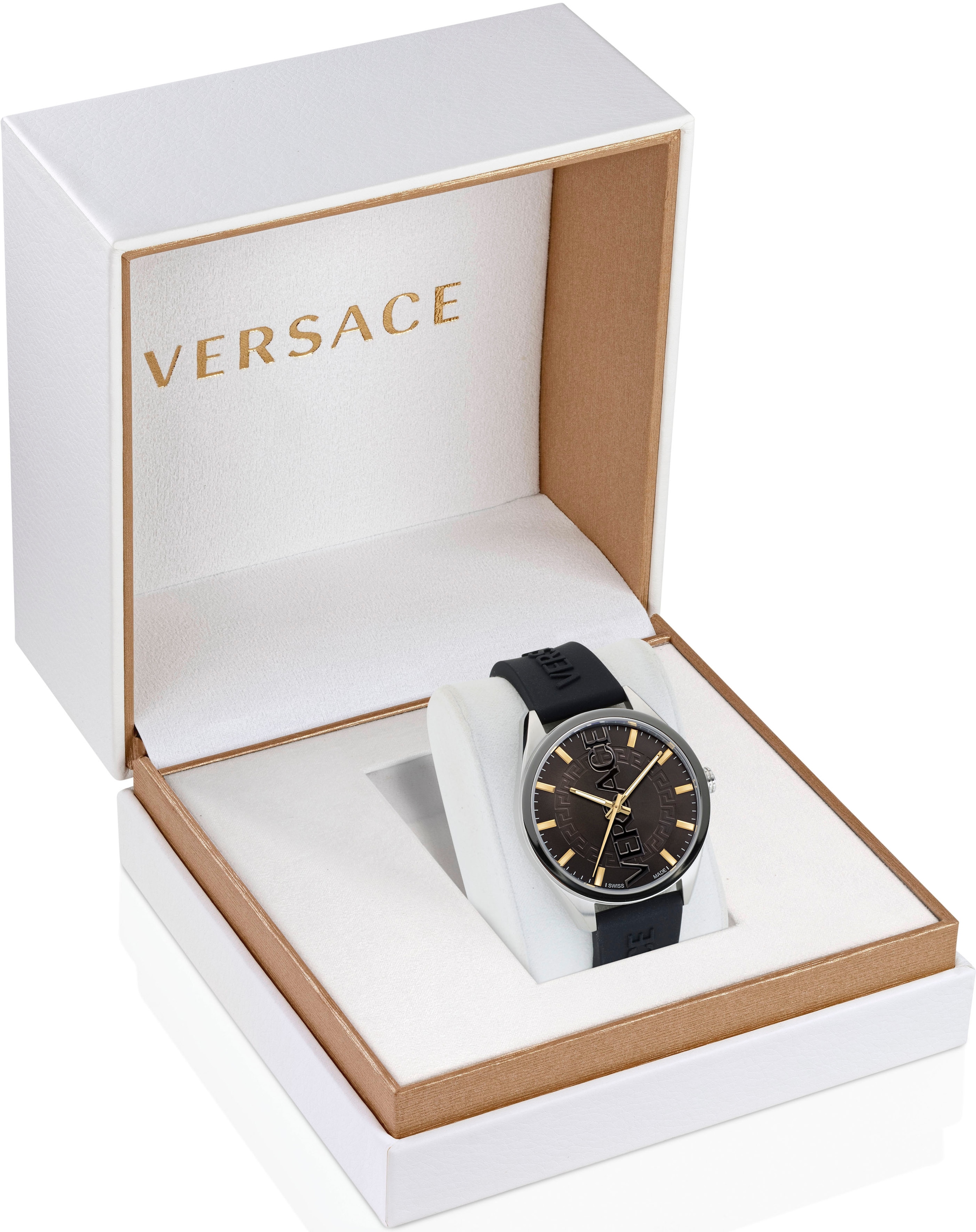 Versace Quarzuhr »V-VERTICAL, VE3H00723«, Armbanduhr, Herrenuhr, Swiss Made, Leuchtzeiger, Saphirglas, analog