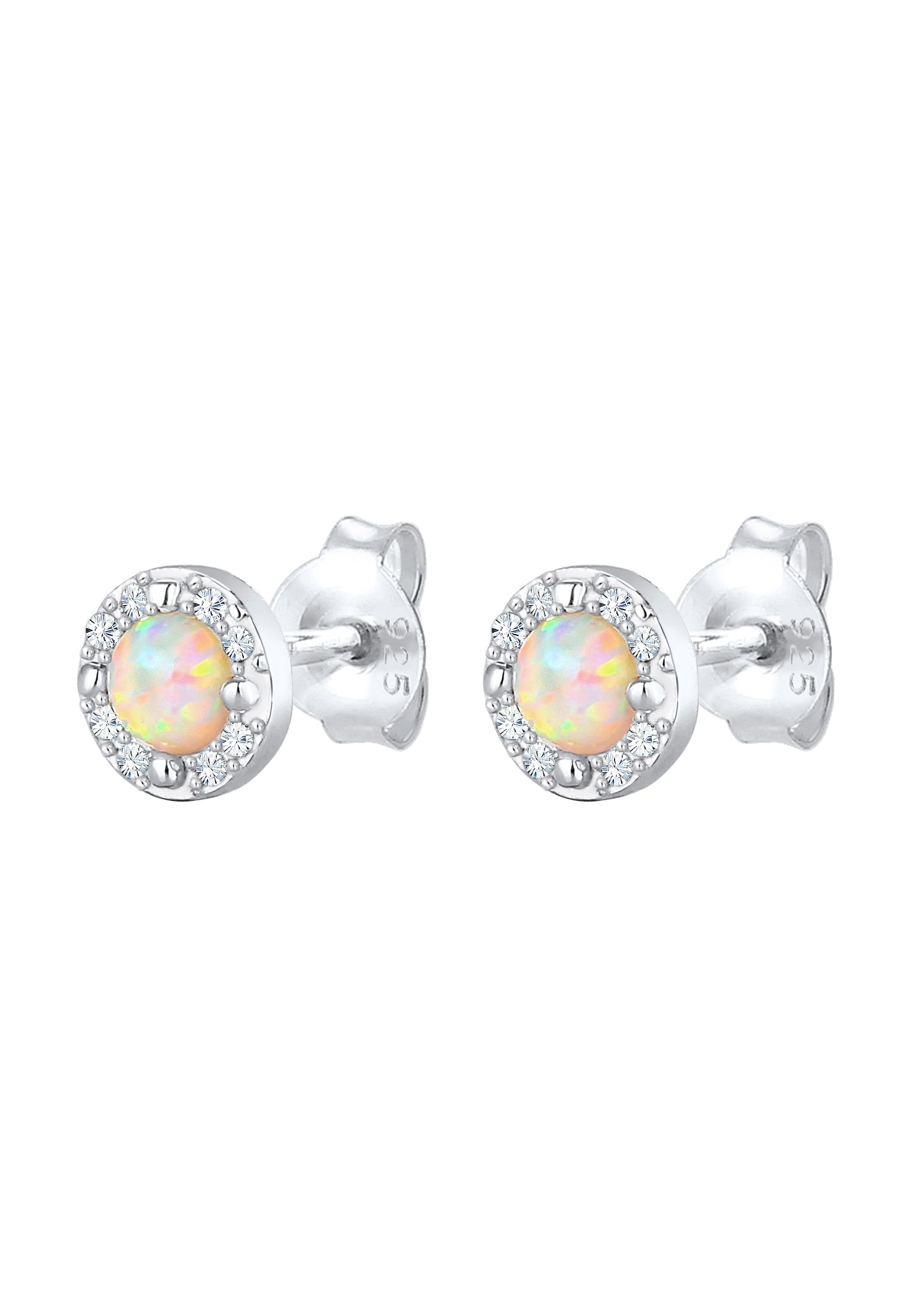 Elli Premium Paar Ohrstecker »Ohrringe Ohrstecker Glas Kristalle Synthetischer Opal Weiß 925 Sterling Silber«