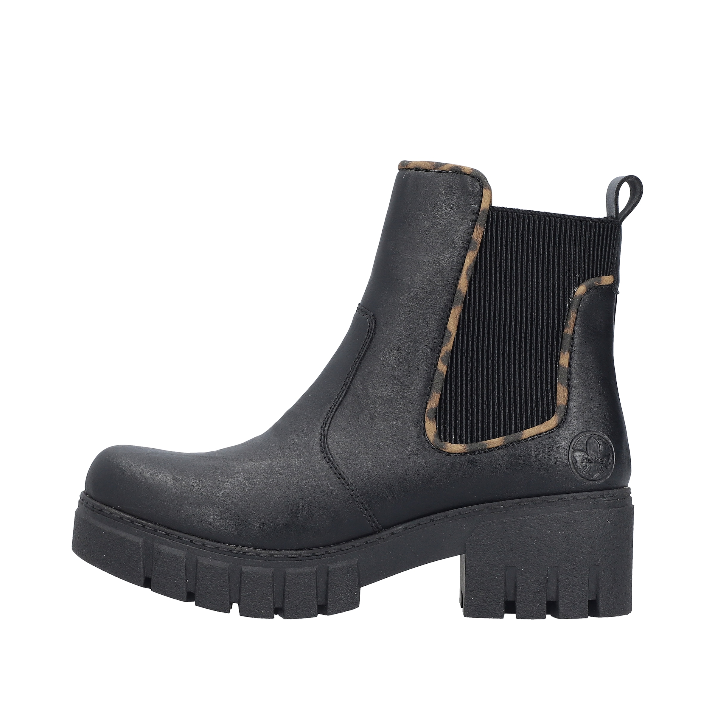 Rieker  Stiefelette mit dekorativer Einfassung in Leo-Optik