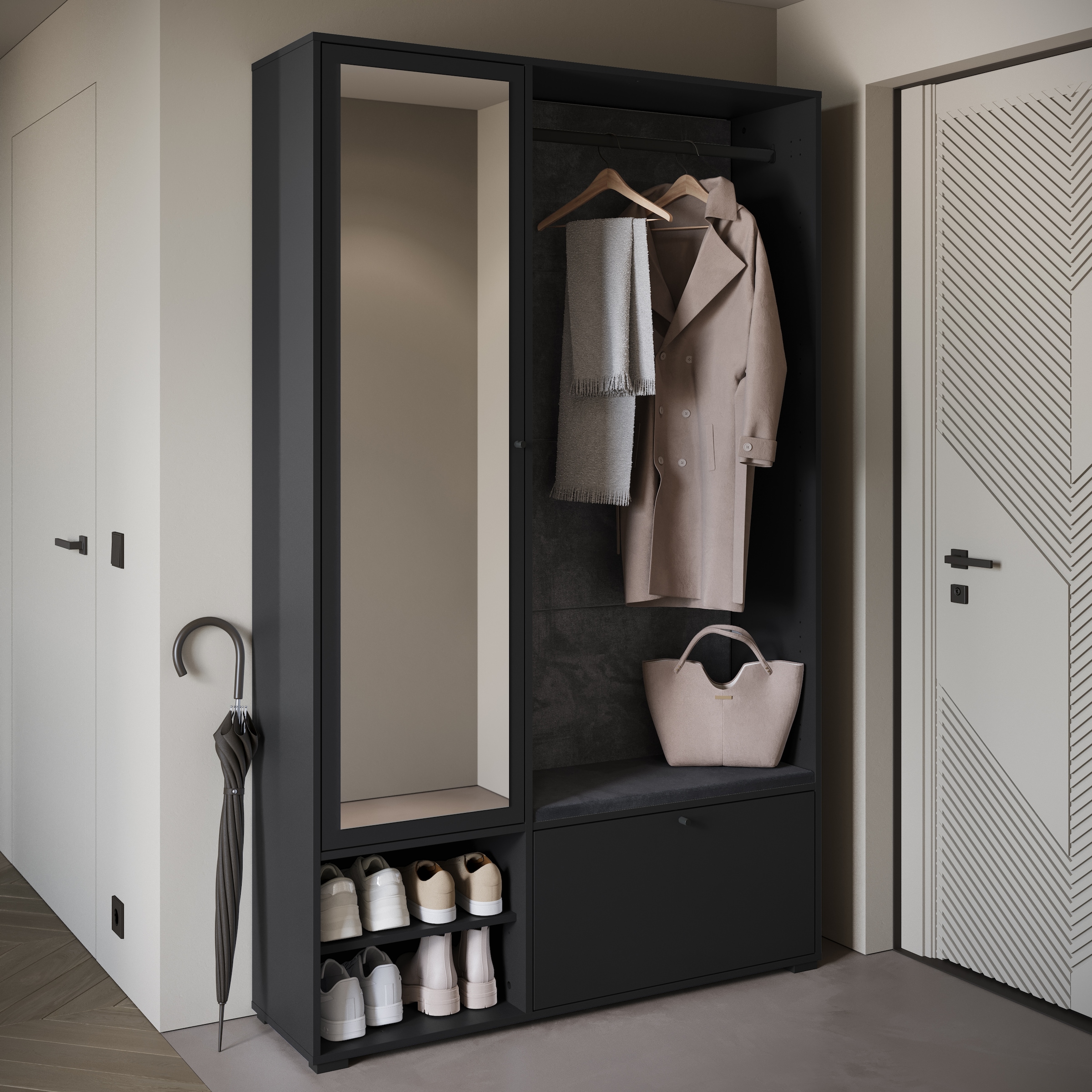 Home affaire Garderoben-Set »Garderobe mit Spiegel, Sitzbank und Kleiderstange« 1 Stk. tlg.