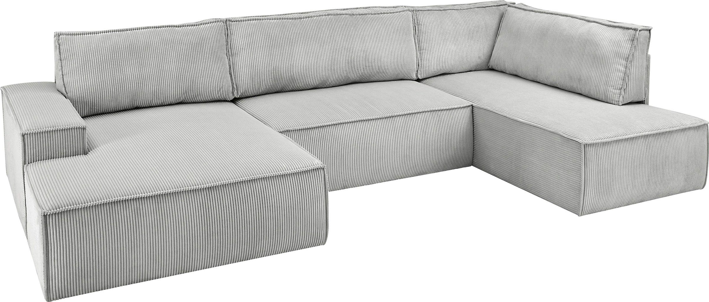 Home affaire Wohnlandschaft »SHERWOOD XXL 329 cm, U-Form, Schlafsofa,«, Schlaffunktion m. Bettkasten (194x139 cm), Cord, Vintage, Samtvelours