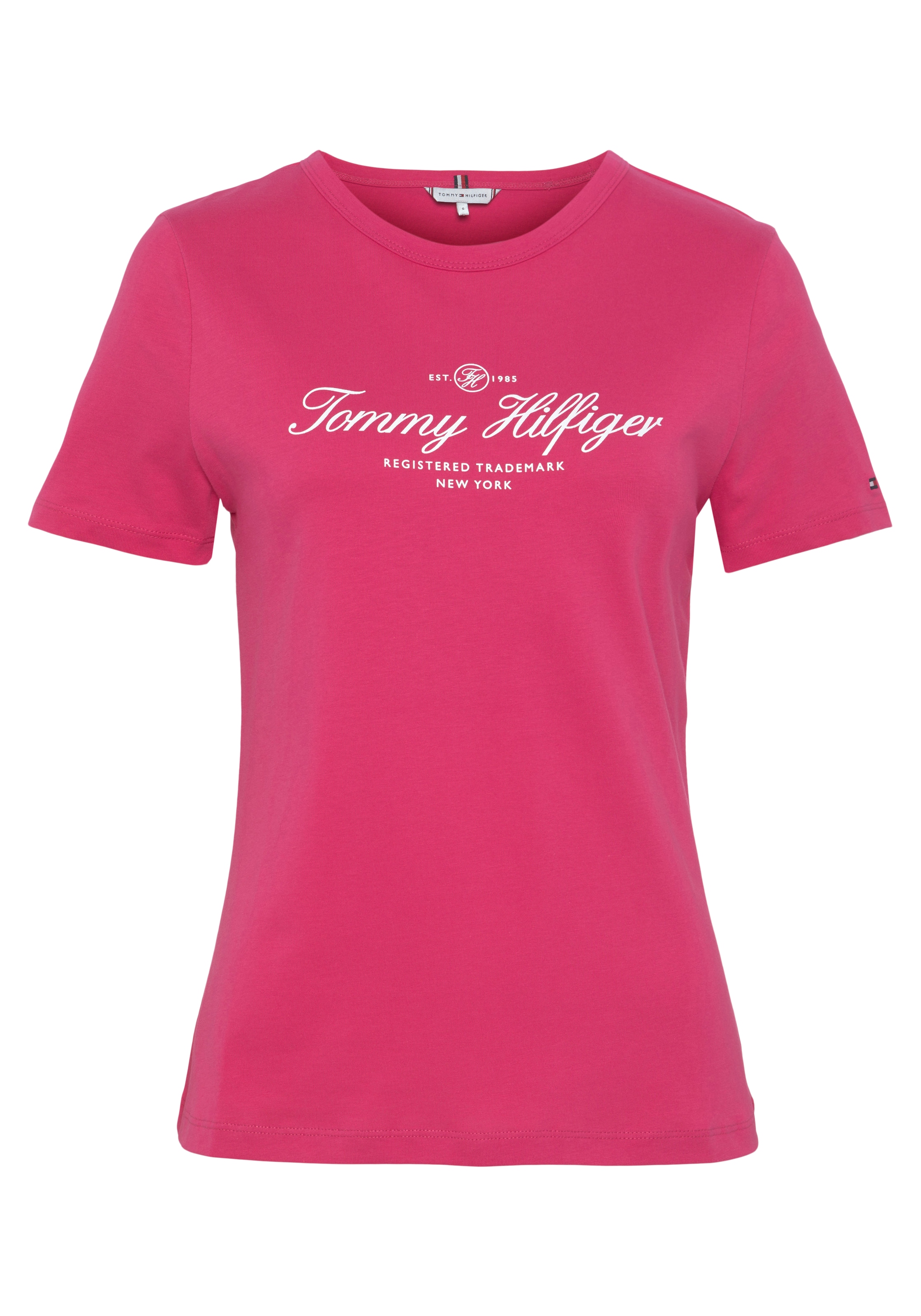 Tommy Hilfiger Rundhalsshirt »SLIM SIGNATURE C NK 1/2 SLV«, mit Tommy  Hilfiger Signature Logo-Schriftzug bei ♕