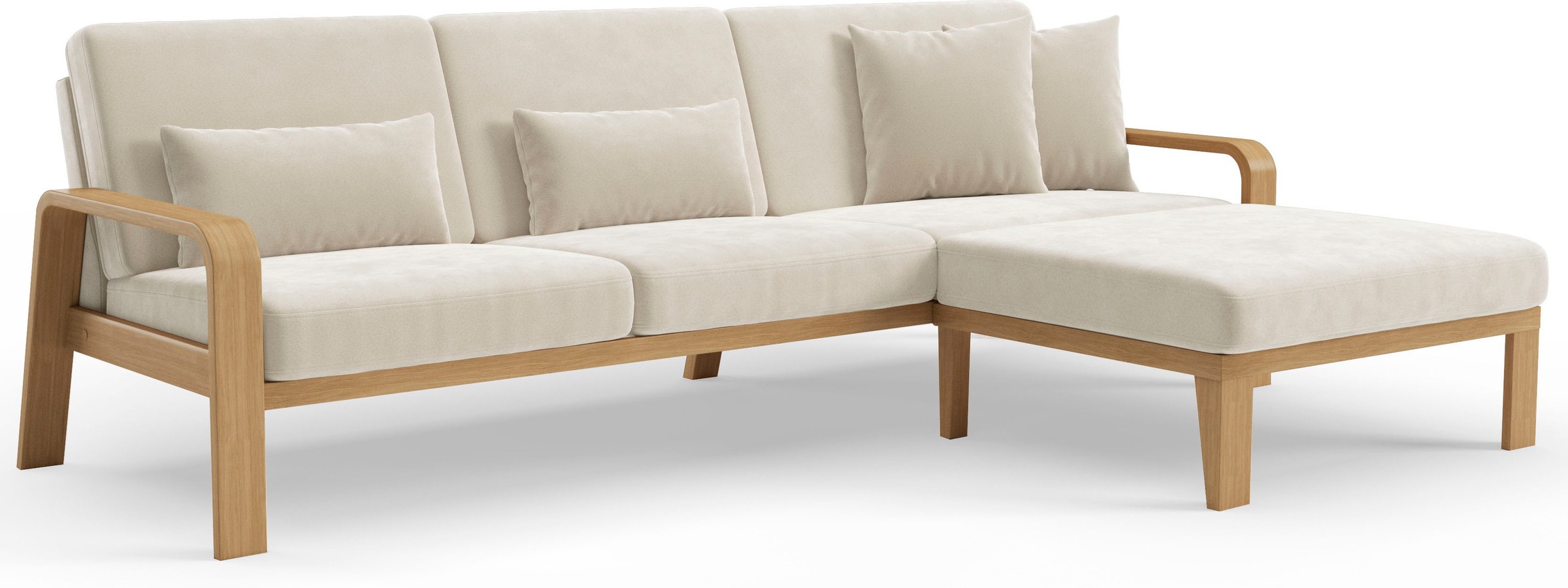 sit&more Ecksofa »Kolding L-Form«, Armlehnen aus Buchenholz in natur, verschiedene Bezüge und Farben
