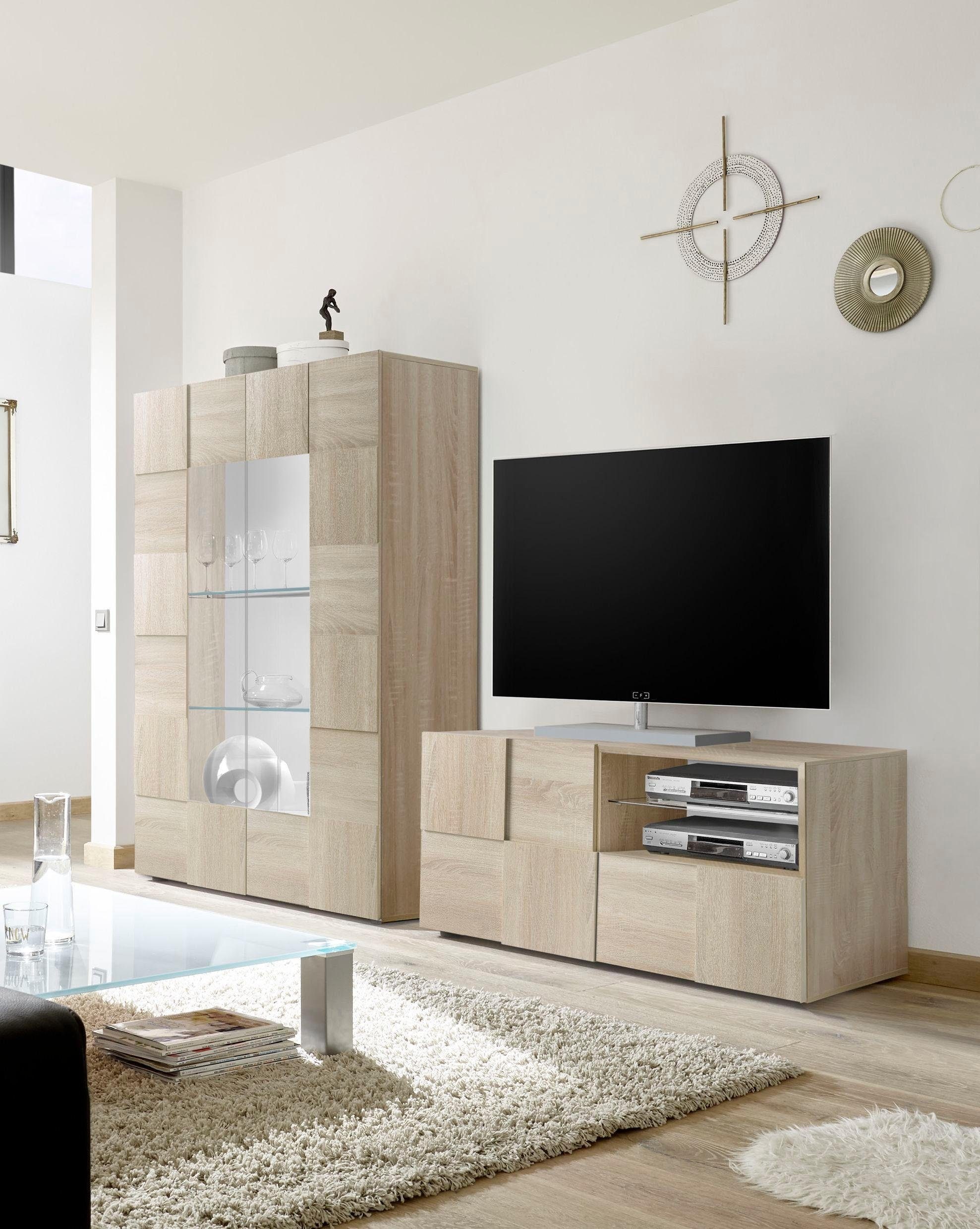 Home affaire Lowboard »Dama Breite 121 cm, TV-Board 1 Tür, 1 Schubkasten, TV-Schrank« Front in 3D-Optik, grifflos, verschiedene Farben