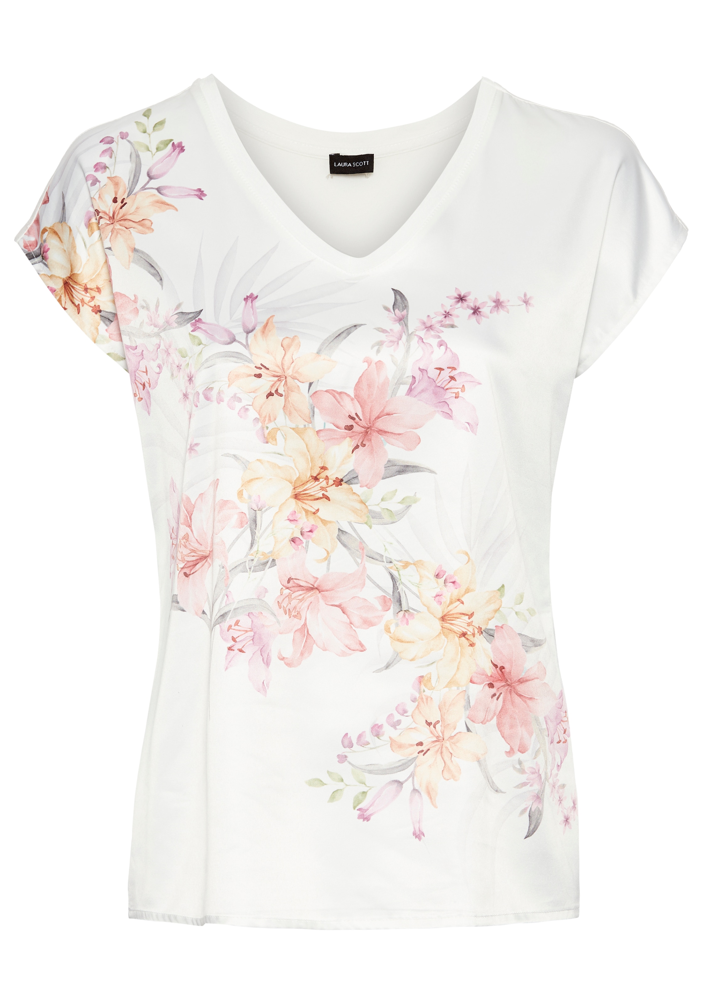 Laura Scott Shirtbluse, mit edel-dezentem Blumendruck auf Satin - NEUE KOLLEKTION