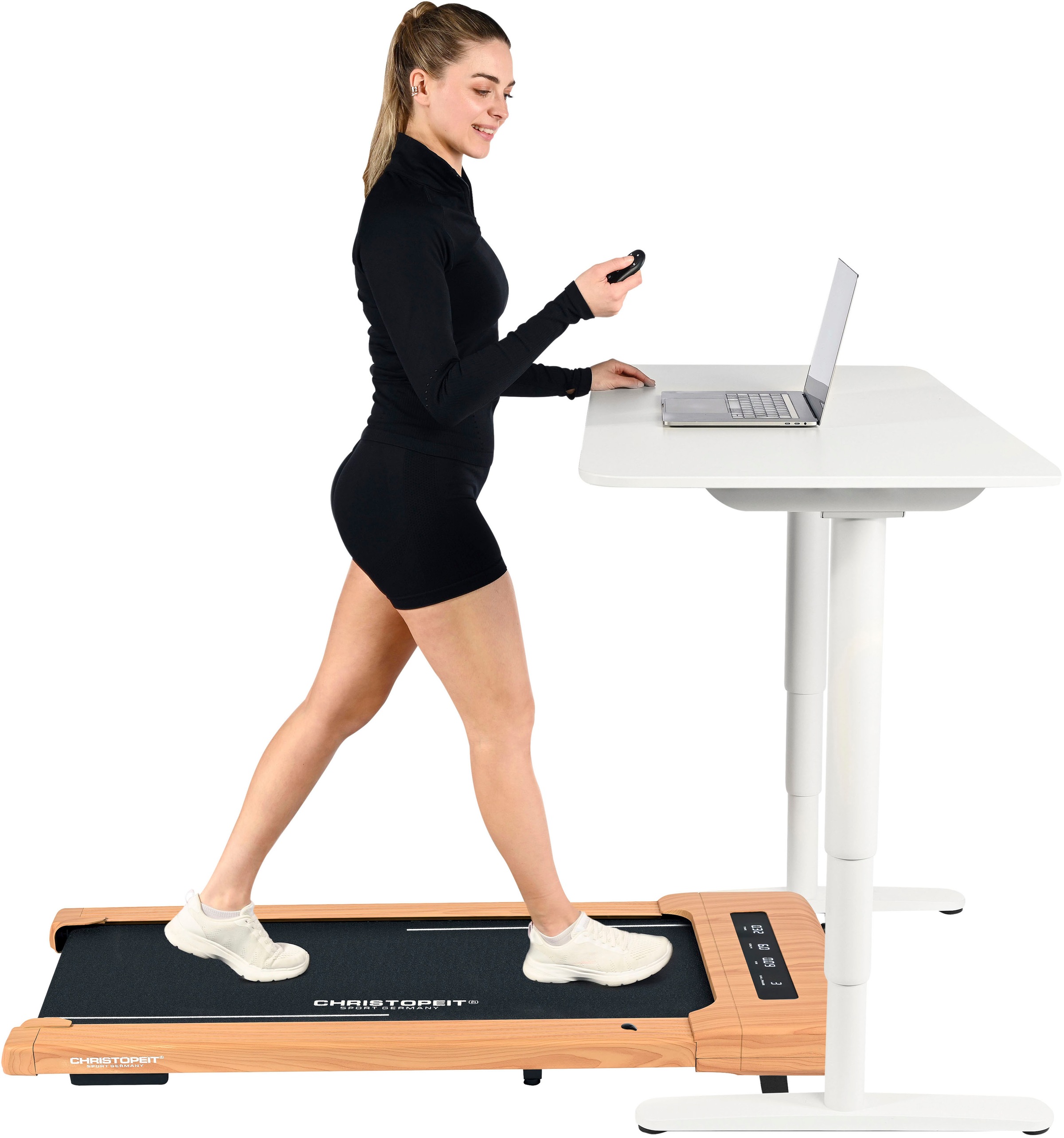Christopeit Sport® Laufband »Walking Pad 4.2 Holzoptik«, (1 tlg., Aufstellfüße "Stand Up Support" für vertikale Wand-Lagerung), bis max. 6 km/h