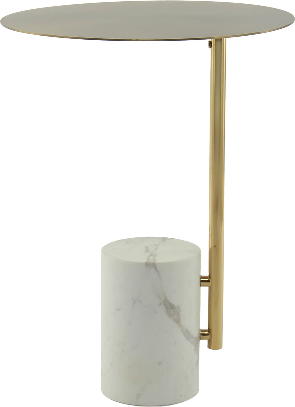 Kayoom Beistelltisch »Oscar 425, Runder Marmorfuß mit scharfen Kanten« 1 Stk. tlg. Runder Marmorfuß, runde Ablagefläche und Gestell aus Edelstahl
