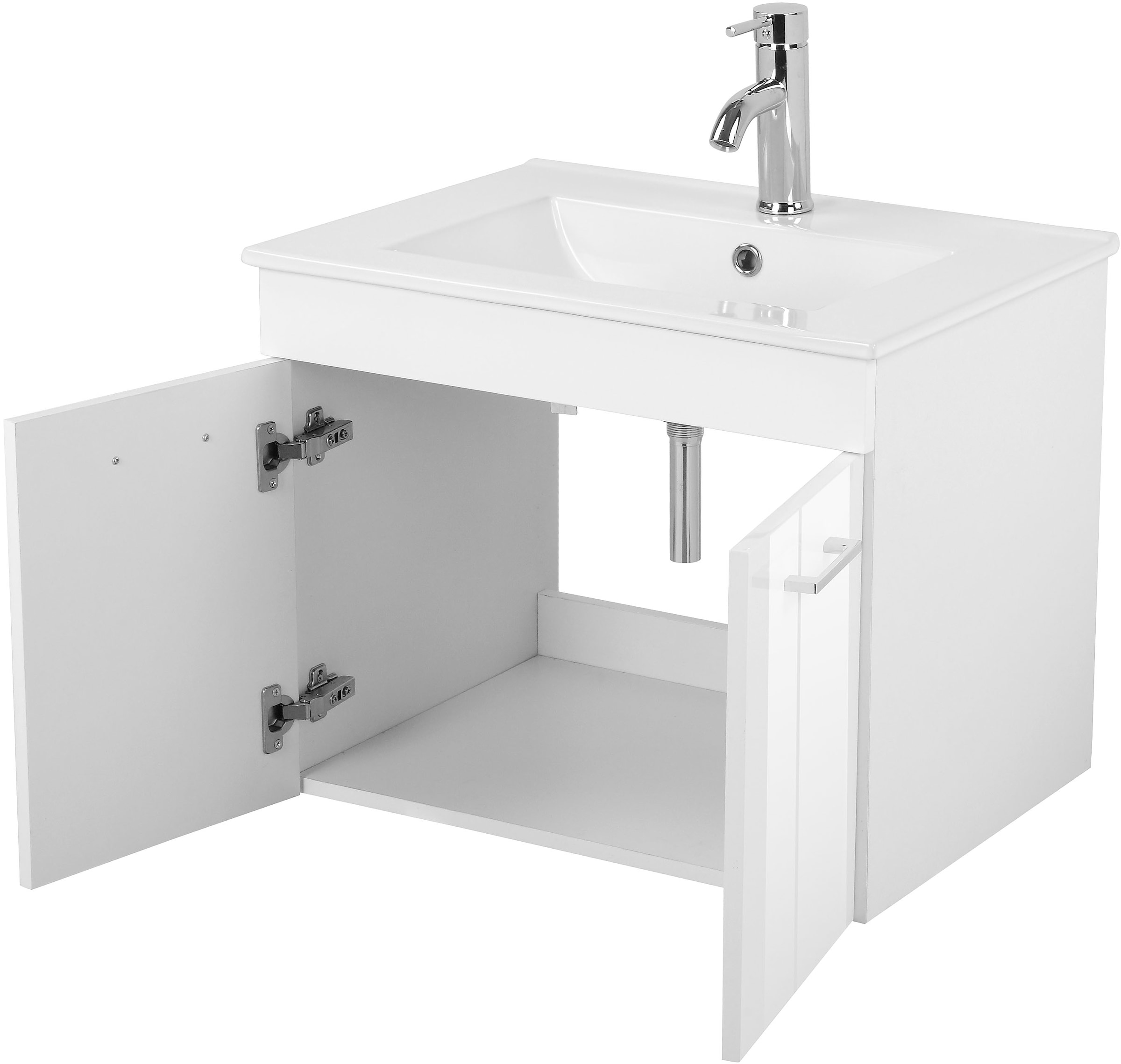 welltime Waschtisch »Florenz, Breite 60cm, 2 Tür, 2 Fächer, MDF-Front«, Waschplatz mit 2 Türen,in verschiedenen Farben erhältlich, Badmöbel