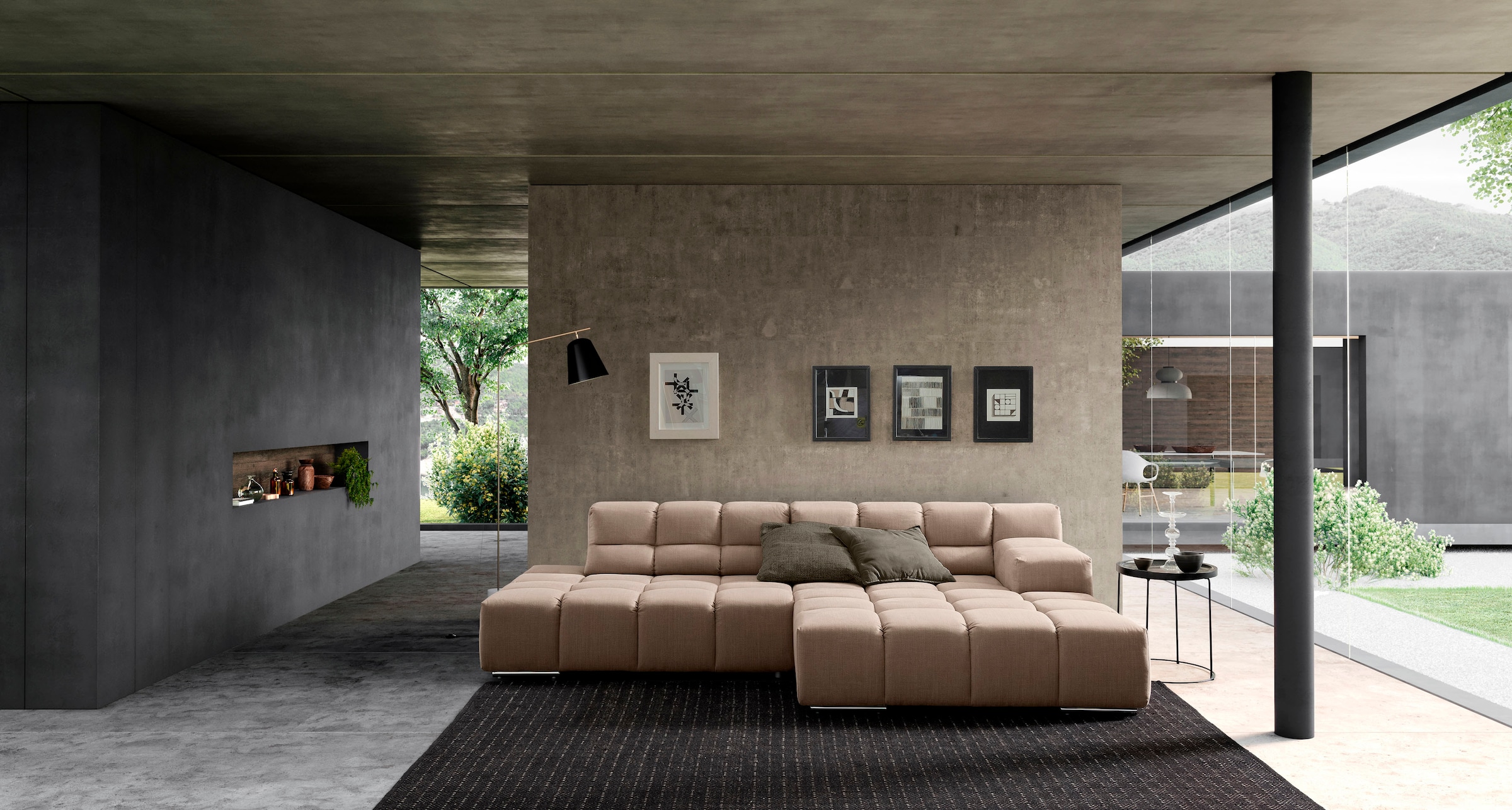 designwerk Ecksofa »Temple, Designsofa trifft hohen Sitzkomfort, L-Form« mit Sitztiefenverstellung