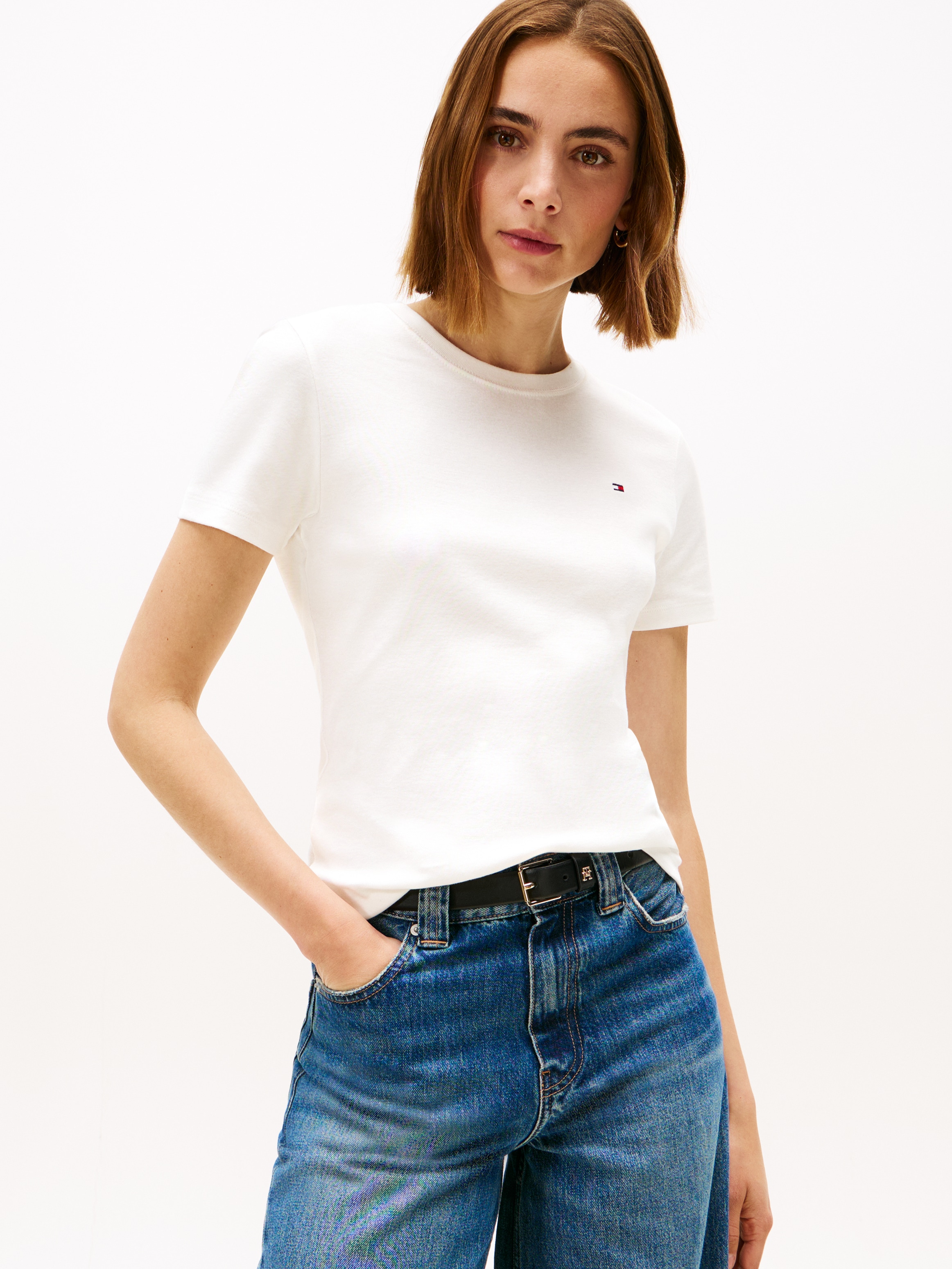 Tommy Hilfiger T-Shirt »SLIM CODY C-NK SS«, mit Logostickerei