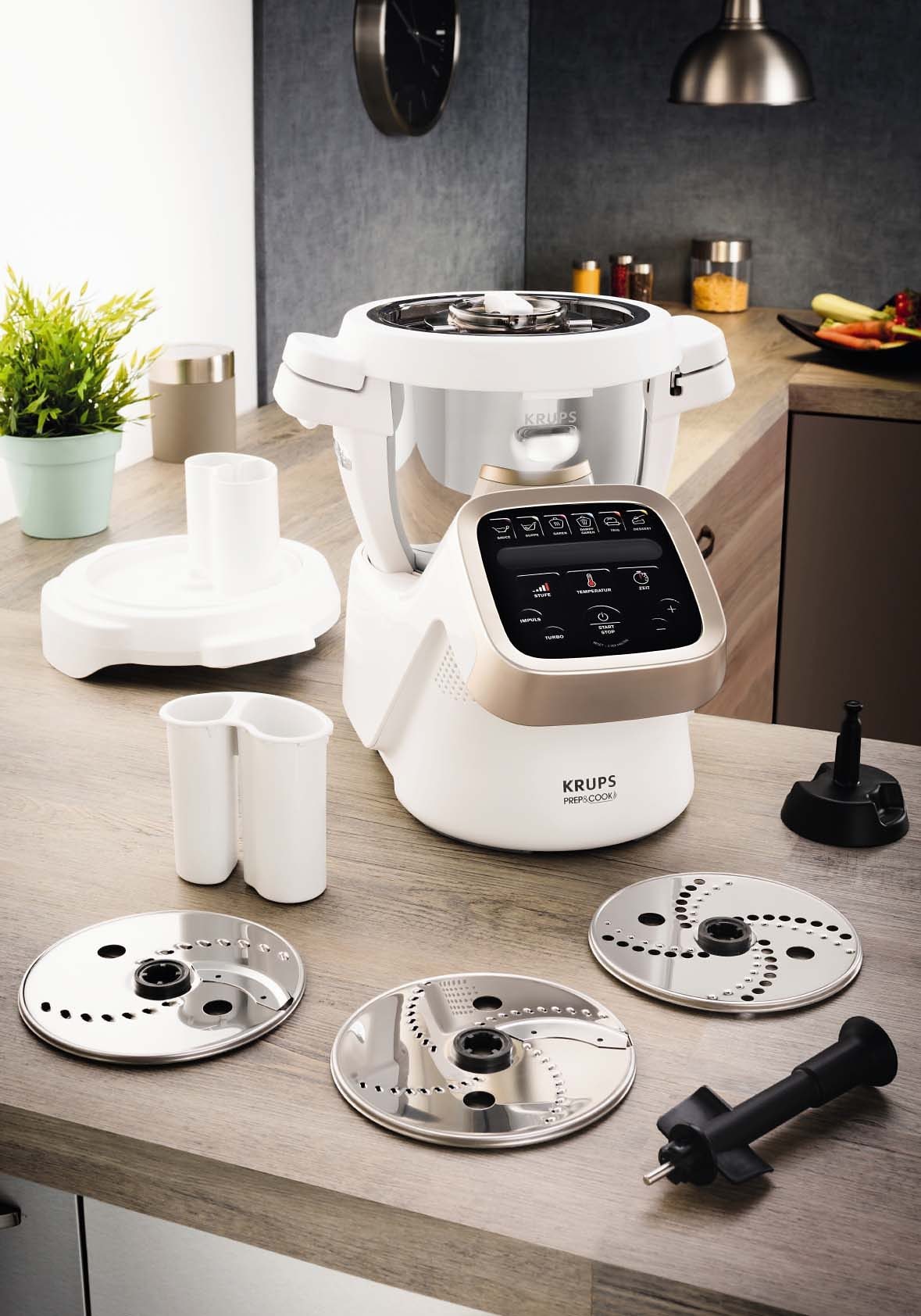 Krups Schnitzelwerk »Prep und Cook Shred & Slice«, für Krups Prep&Cook HP5031, 5 Schneidefunktionen, Metallic, XF551D