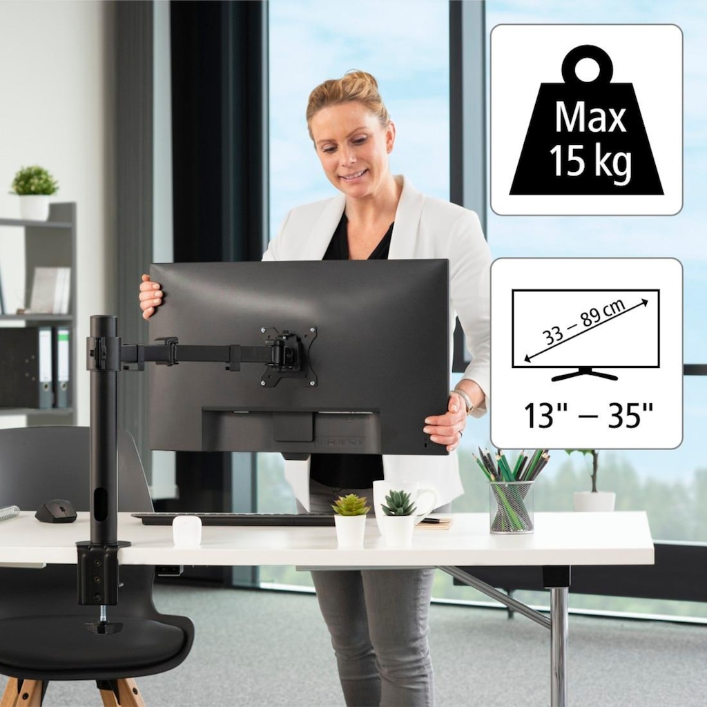 Hama Monitor-Halterung »Bildschirm Halterung, 33-89 cm(13"-35") ausziehbar«, bis 89 cm Zoll