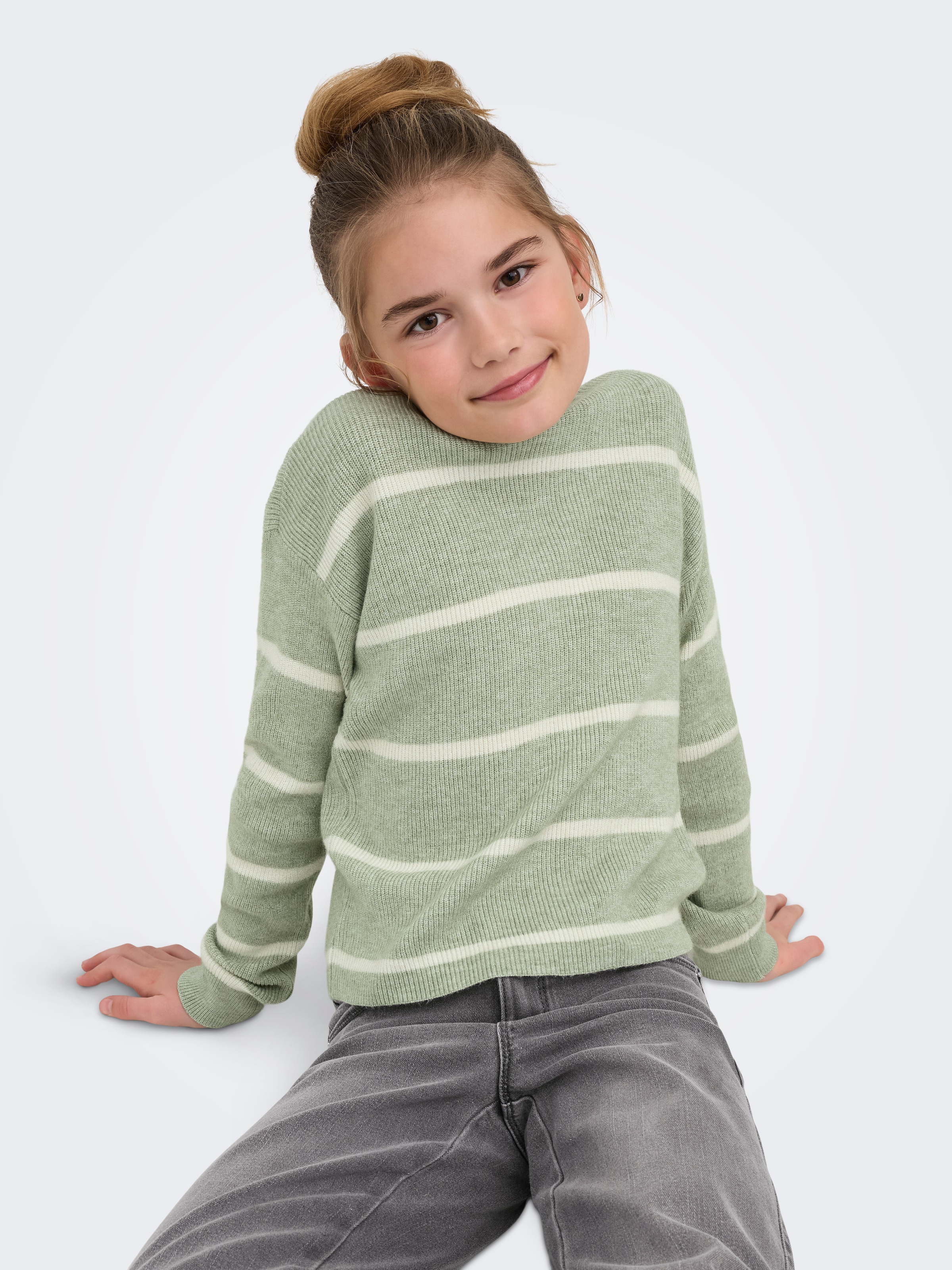 KIDS ONLY Strickpullover »KOGFRANCA SHORT L/S STRIPE KNT NOOS« Viskosemischung, loose fit