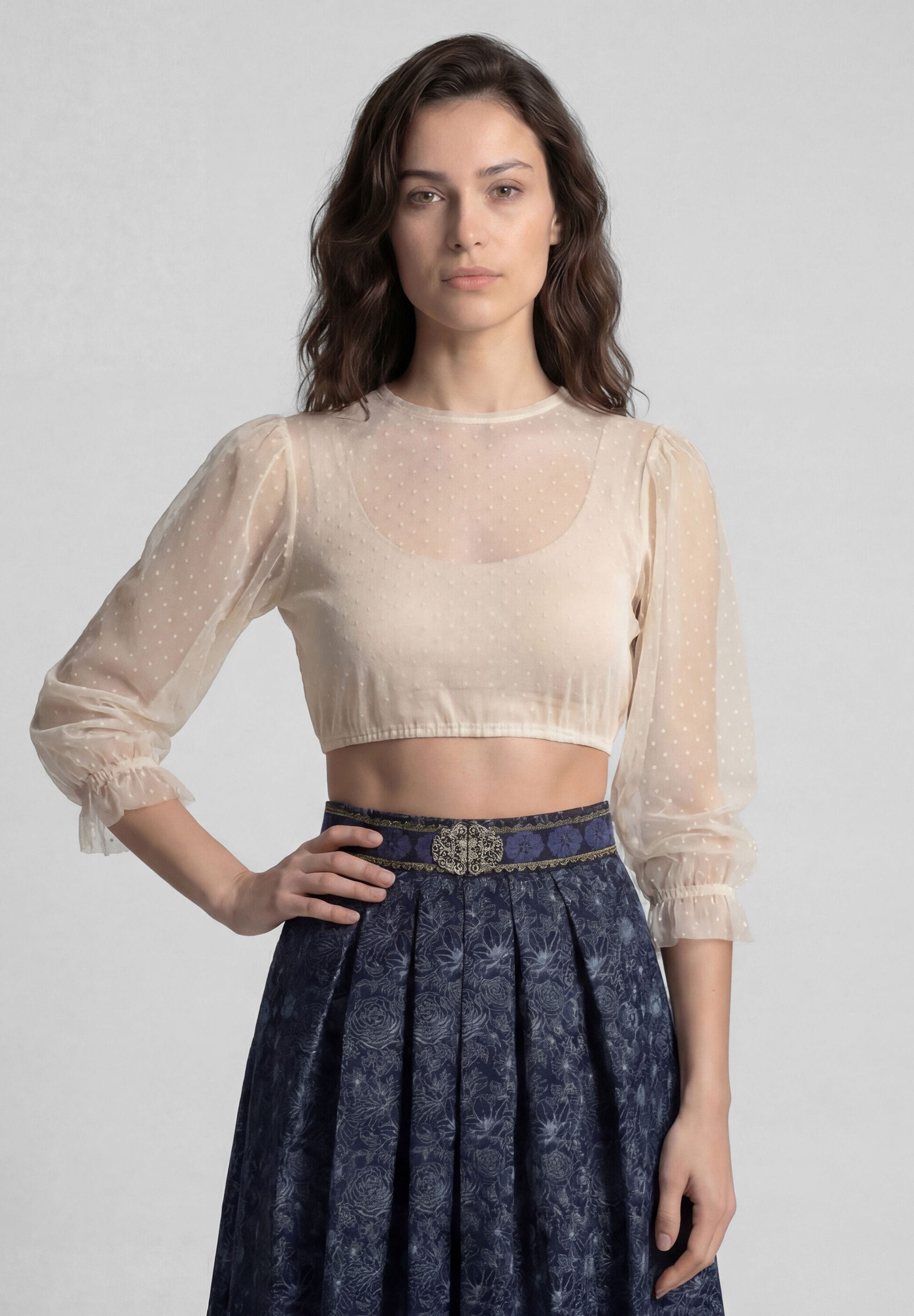 Spieth & Wensky Dirndlbluse »Spieth & Wensky 100% Polyester Kaktus« mit 3/4-Ärmeln