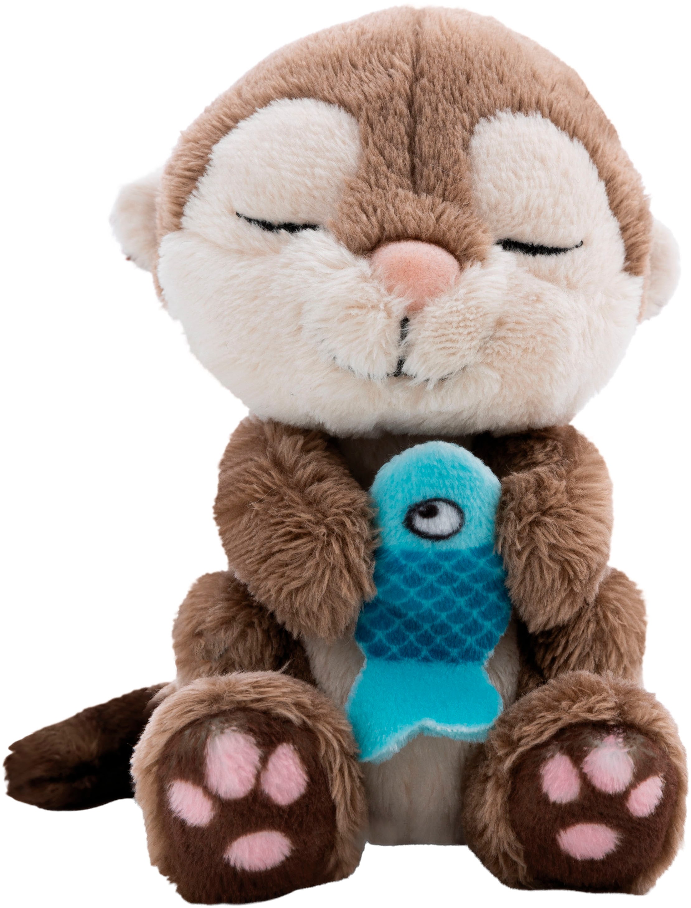Nici Kuscheltier »Sleeping Pets, Otter mit Fisch 12cm schlafend im Körbchen«