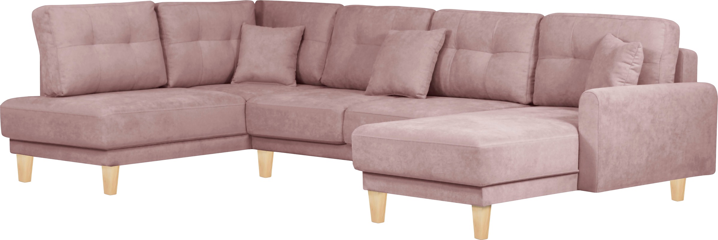 Home affaire Wohnlandschaft »TRIPLO U-Form wahlweise mit Schlaffunktion, B/T/H: 310/192/90 cm«, Schlafsofa, auch mit Bettkasten, Steppung im Rückenkissen