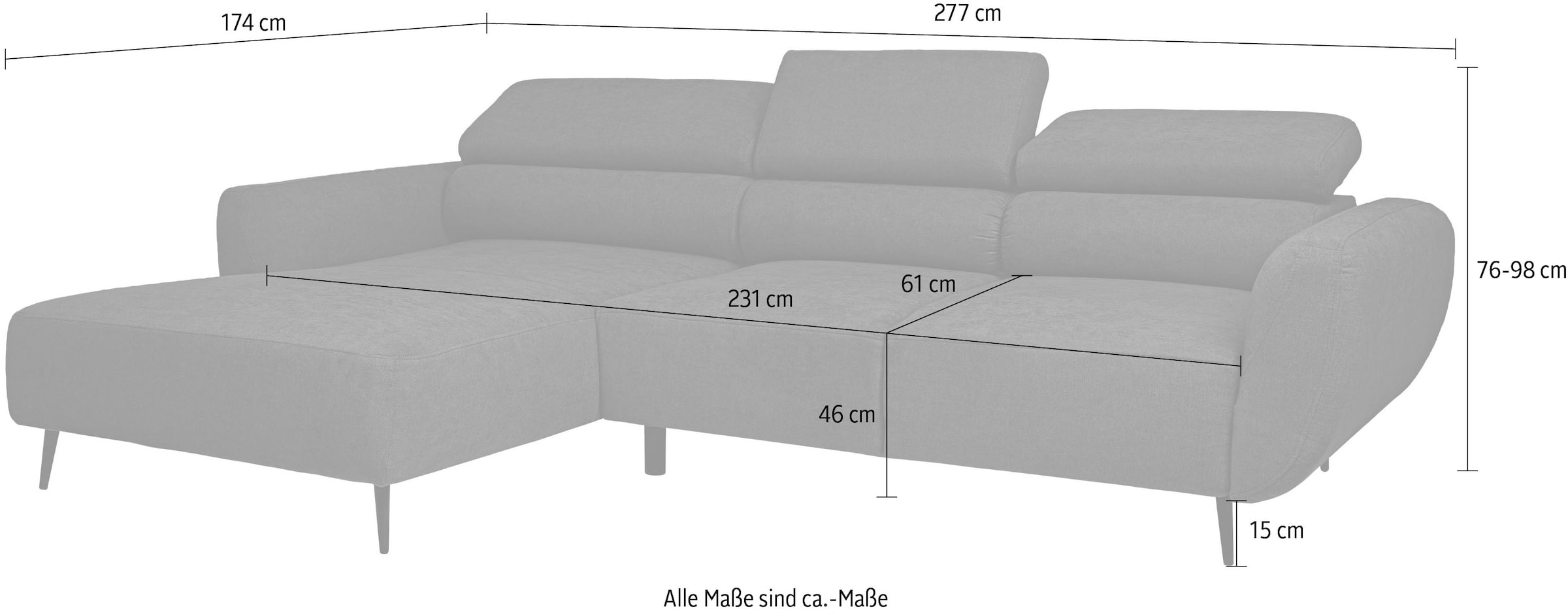 WERK2 Ecksofa »Alisson, mit elektrischer Sitztiefenverstellung, L-Form, Breite 277 cm« Alisson – flexibler Komfort mit modernem Design und smarten Details.
