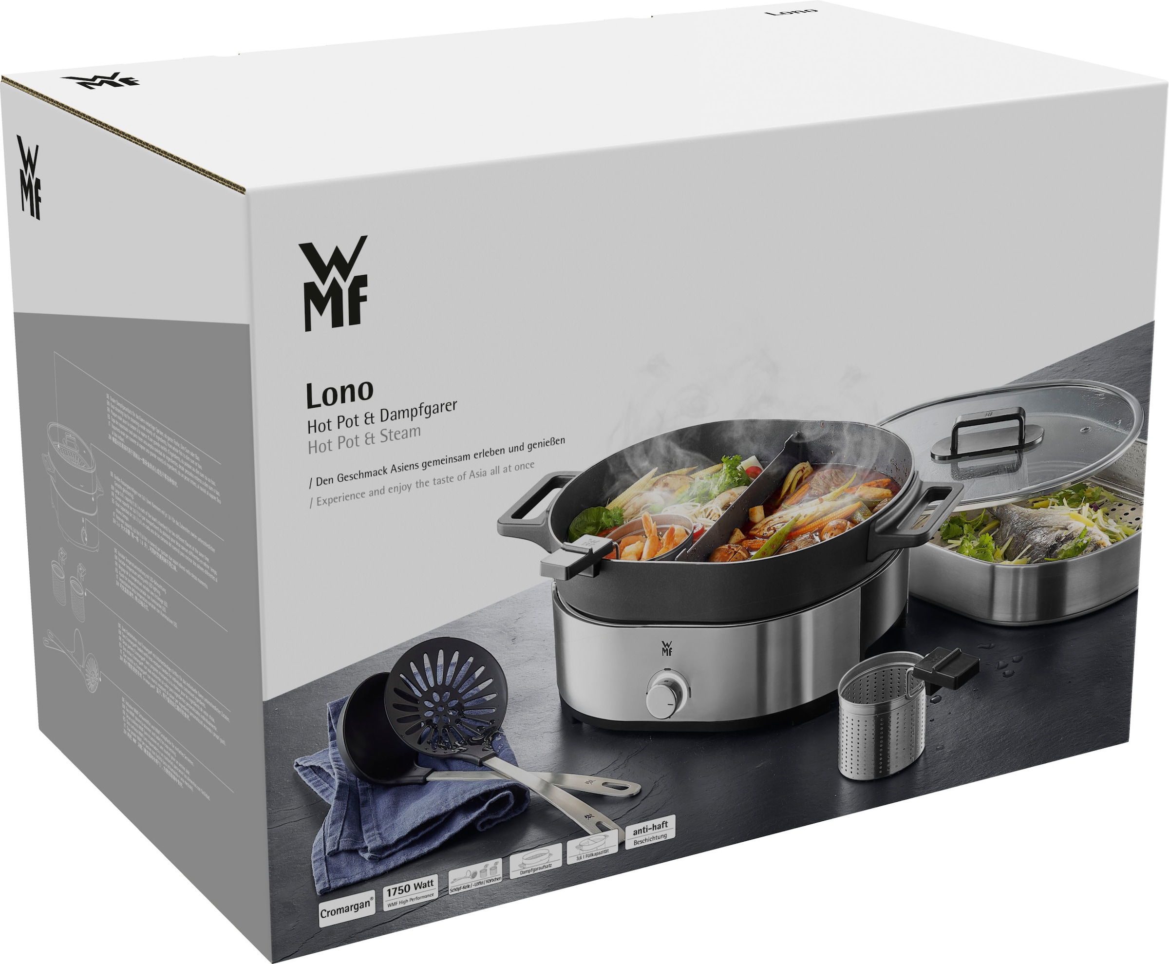 WMF Dampfgarer »Lono Hot Pot & Dampfgarer«, 1700 W, 3,6l, mit Garkörbchen, spülmaschinengeeignete Bestandteile