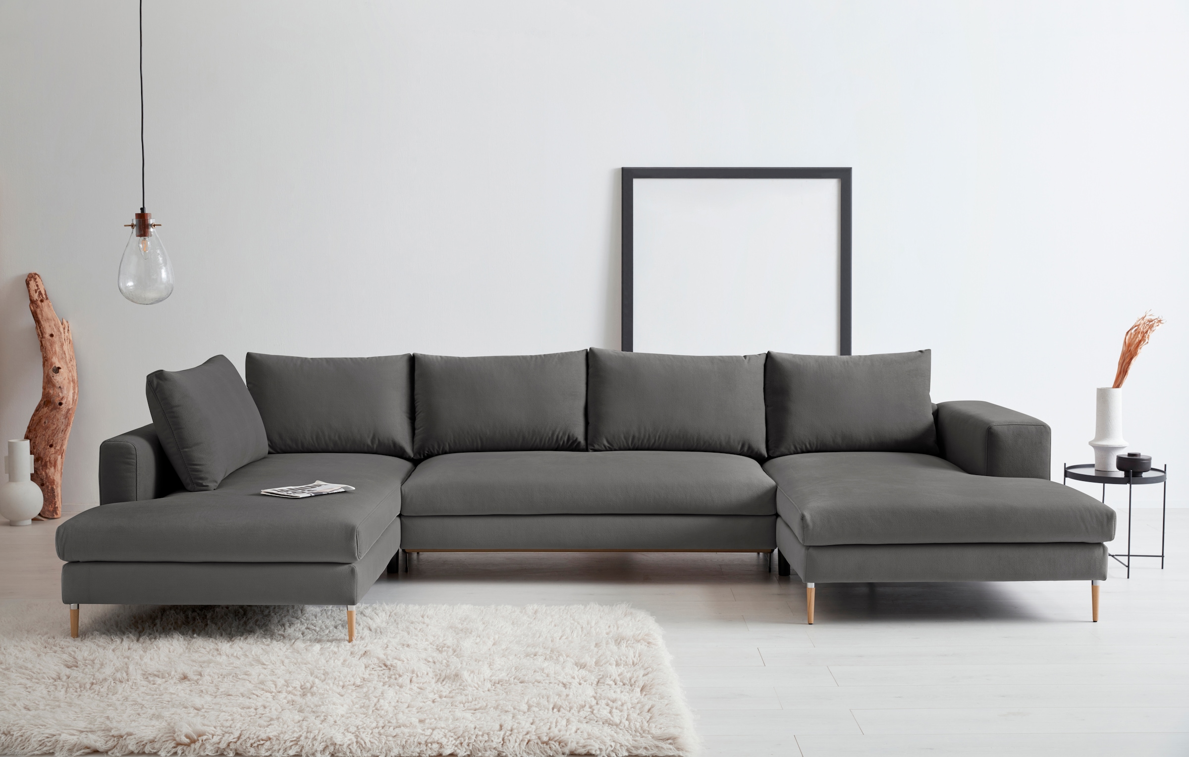 OTTO products Wohnlandschaft »Finnja, viel Platz, wahlweise Bettfunktion und Bettkasten, U-Form«