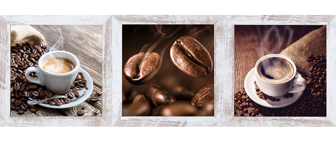 Bönninghoff Bild mit Rahmen, Kaffee-Kaffee Bilder-Getränke-Lebensmittel, (3 St.)
