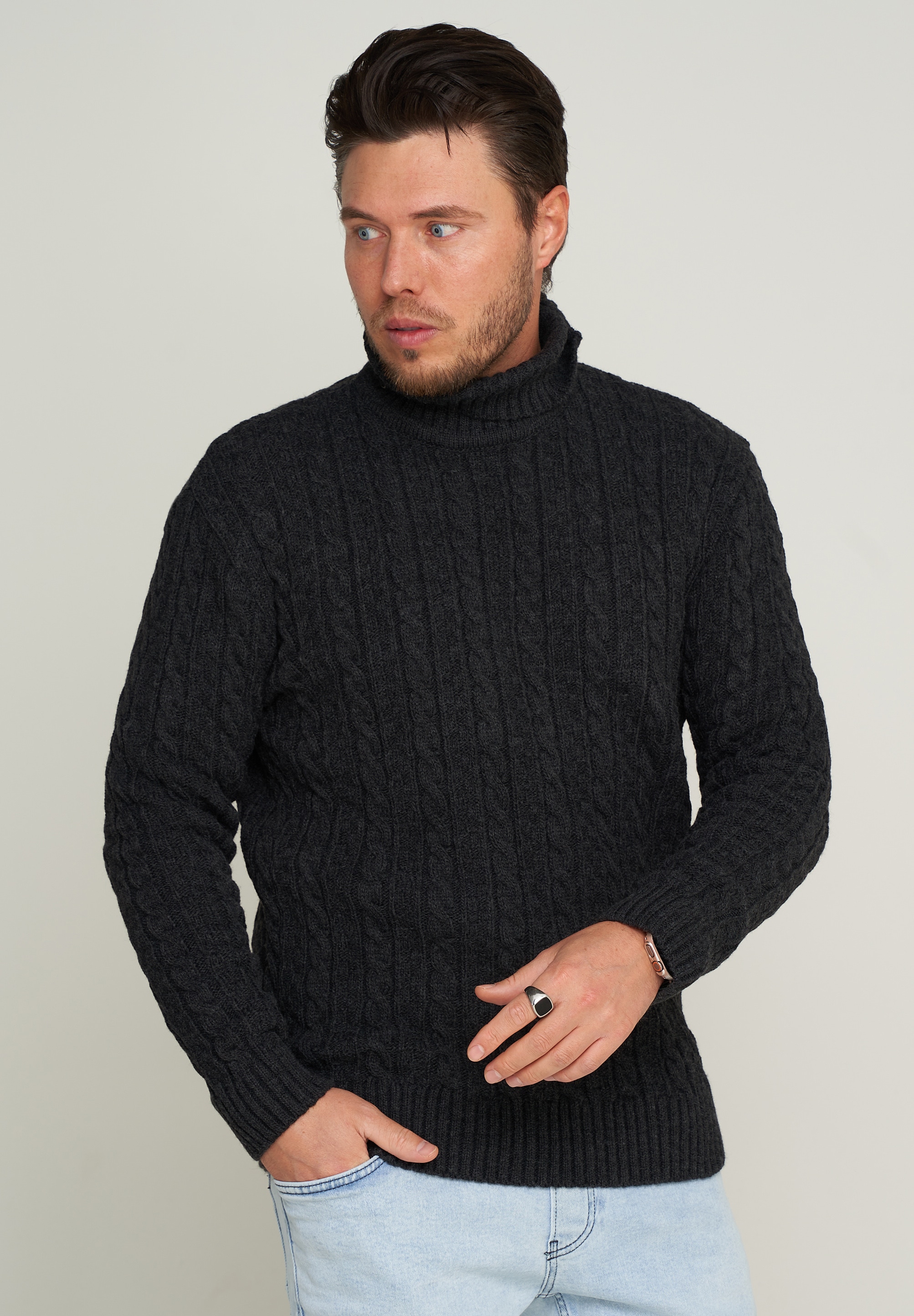CARISMA Rollkragenpullover »CARISMA Strickpullover CRMUS« Grobstrick Zopf-Muster