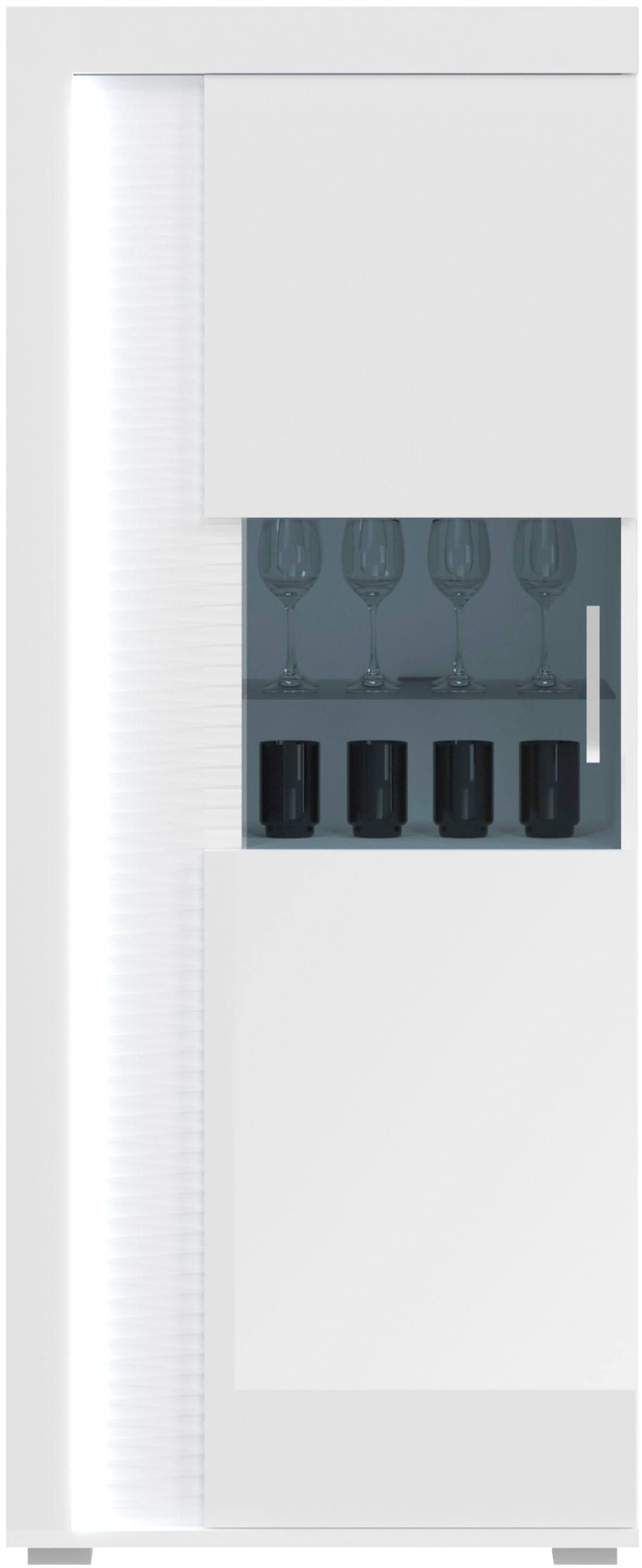 INOSIGN Wohnwand »Viborg, 4-teiliges Set, inkl. vertikaler Frontbeleuchtung, best. aus:«, (4 St.), 2x Vitrine, 1 Lowboard & 1x Wandboard, Wohnkombination, Wohn-Set