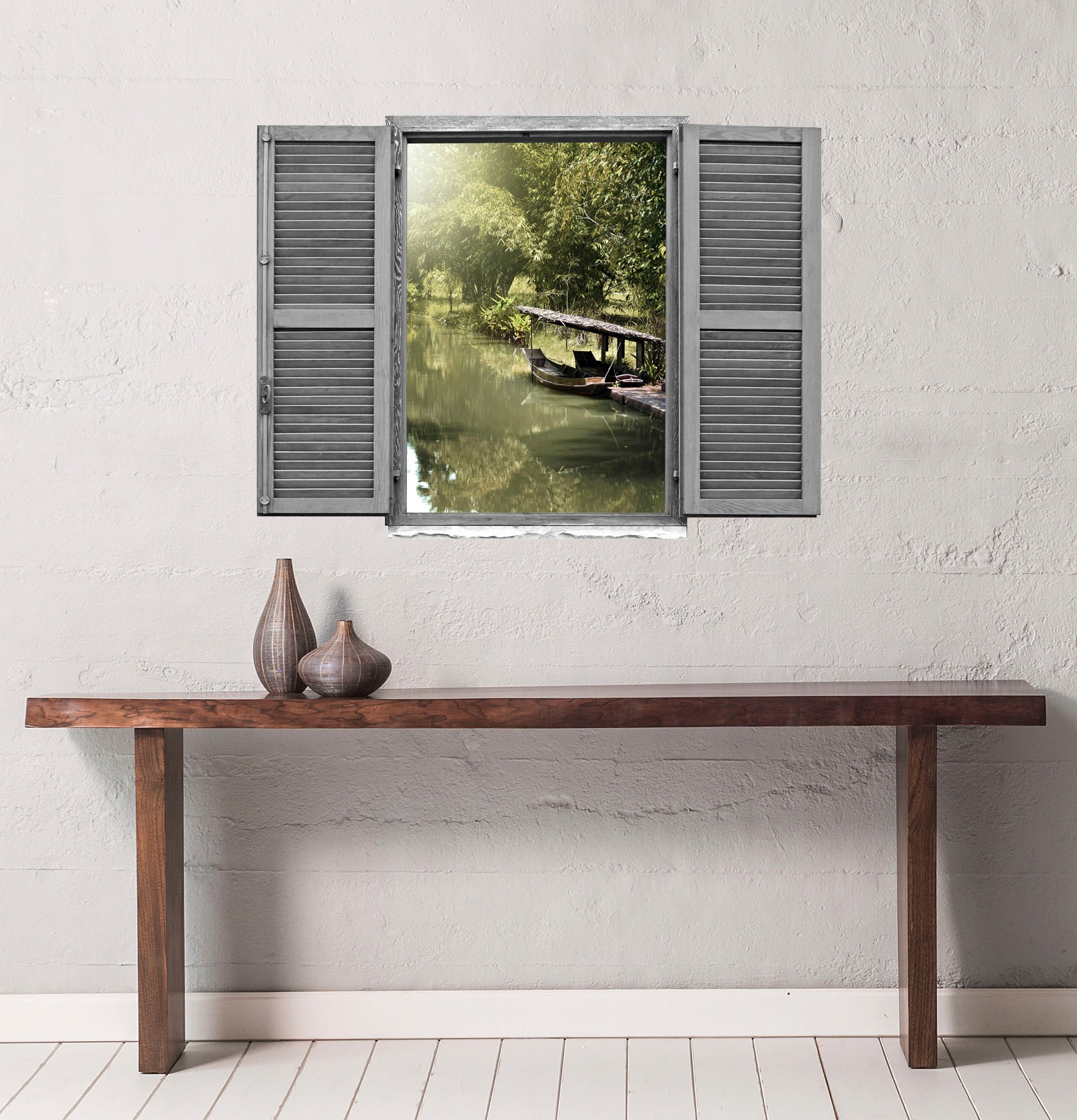 queence Wandtattoo »Asiatischer Dschungel mi«, (1 St.), Wandsticker, Wandbild, selbstklebend, 3D, Fenster