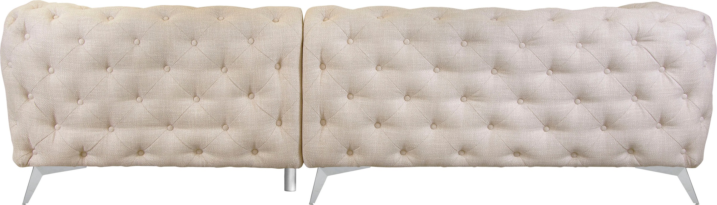Leonique Chesterfield-Sofa »Ecksofa GLYNIS L-Form mit Wellenunterfederung, Maße B/T/H 264/264/75cm«, aufwändige Knopfheftung, moderne Chesterfield Optik, Fußfarbe wählbar