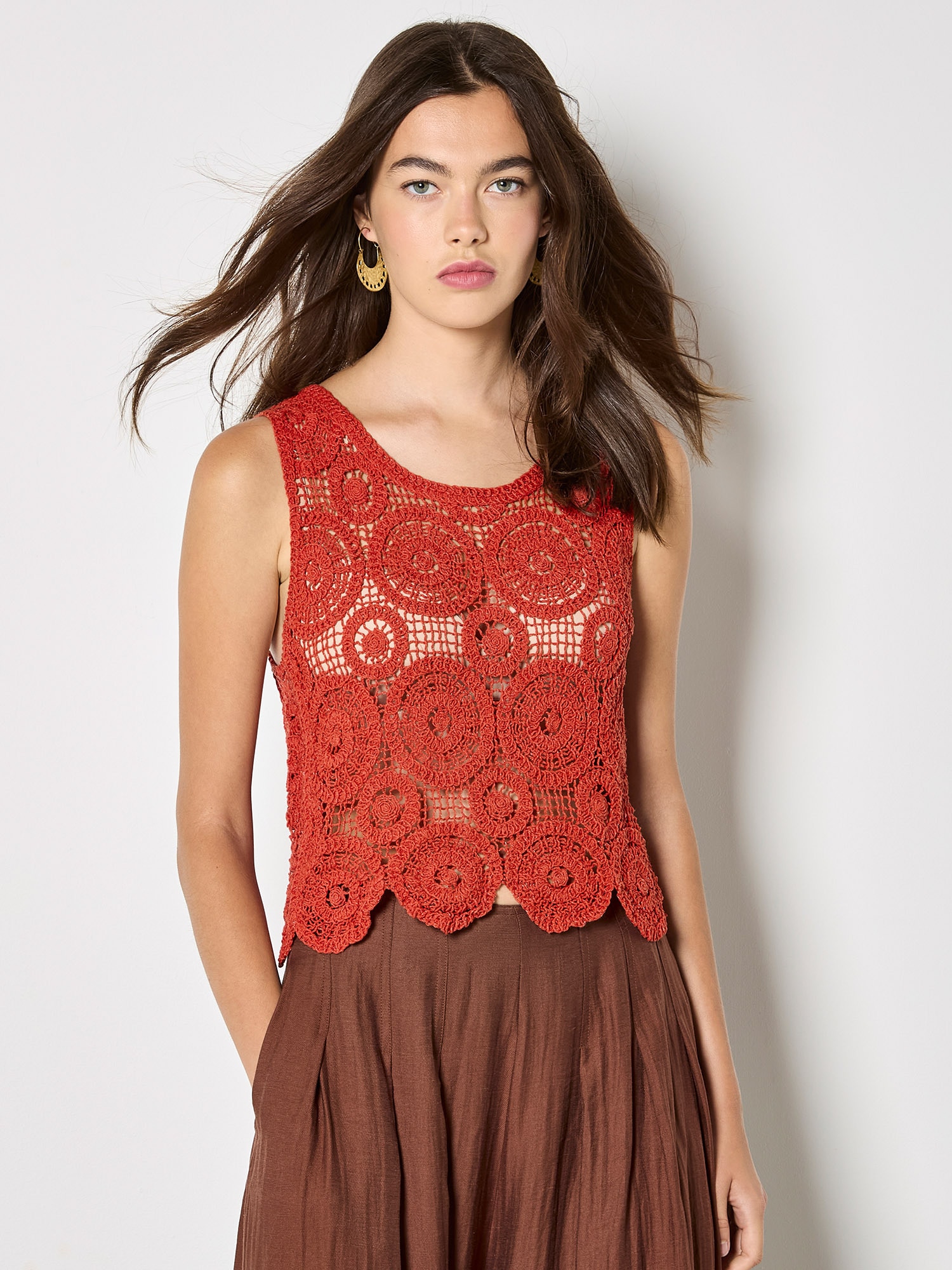 Apricot Crop-Top »Top« mit Häkeldetails