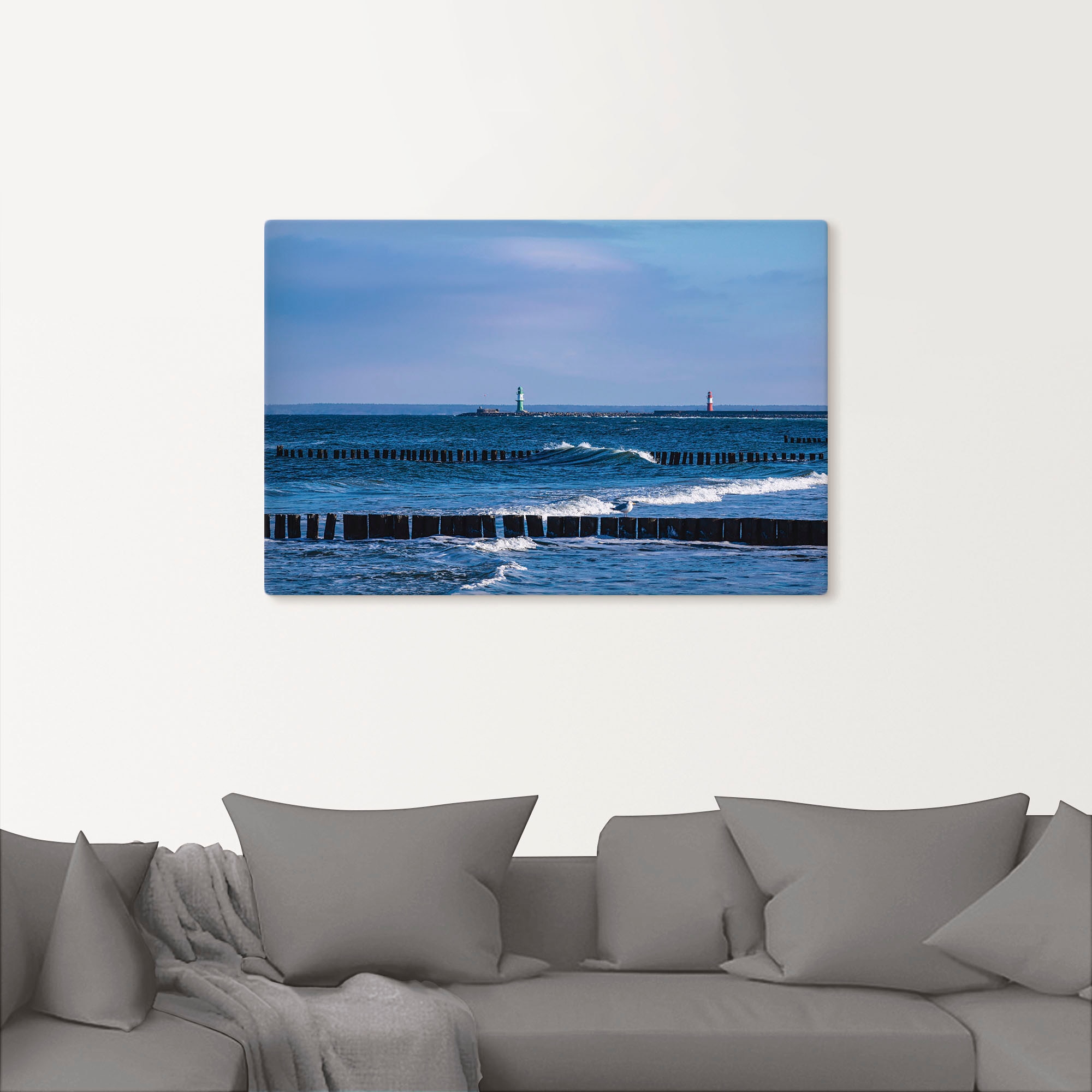 Artland Wandbild »Mole und Buhnen in Warnemünde II«, Meer Bilder, (1 St.), als Leinwandbild, Poster in verschied. Größen