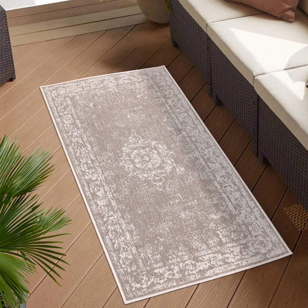 Carpet City Outdoorteppich »DUO RUG 5577« rechteckig 5 mm Höhe Wendeteppich Wetterfest In- & Outdoor, Balkon, Terrasse, Wohnzimmer