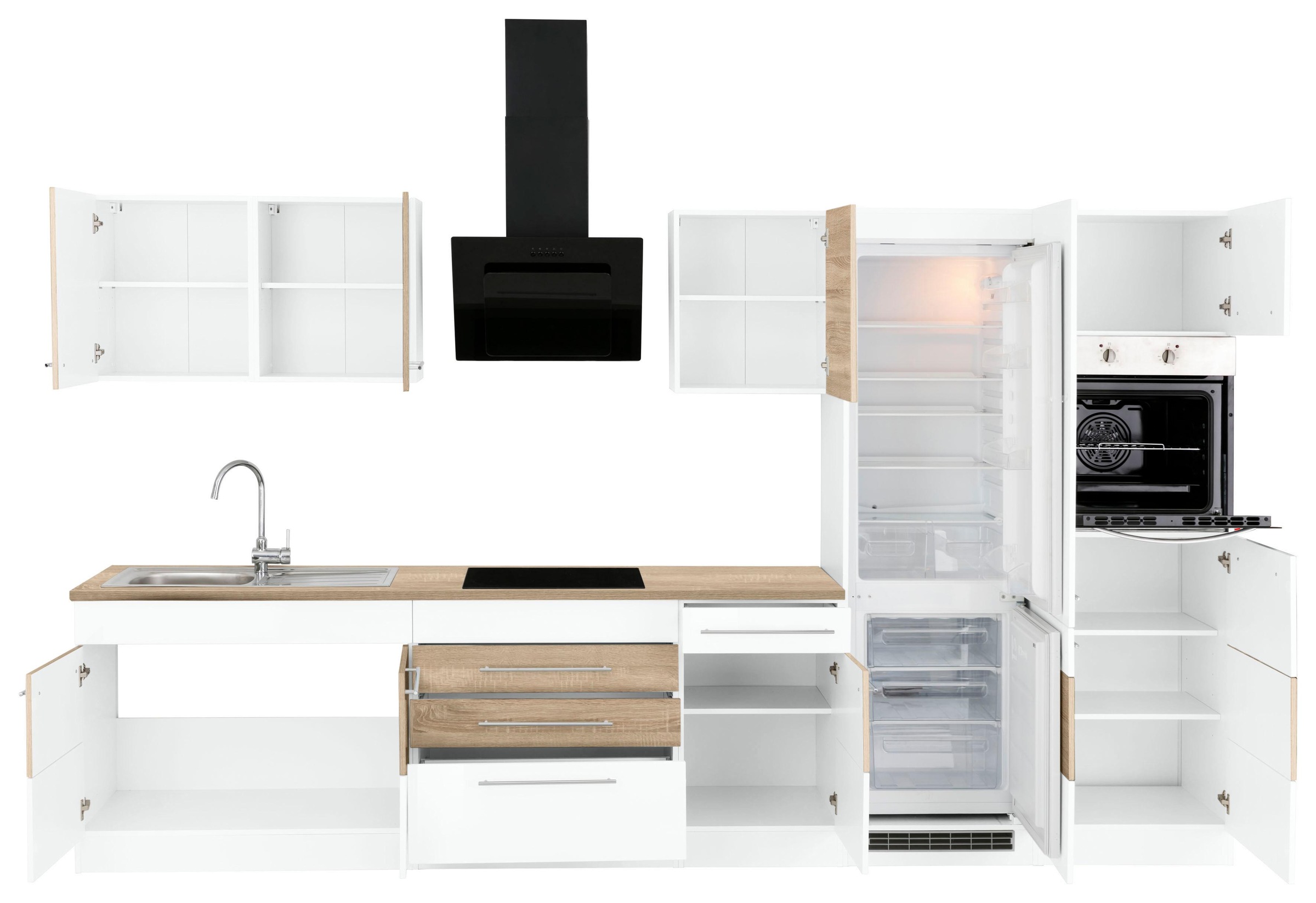 KOCHSTATION Küchenzeile »KS-Trient« Breite 350 cm, wahlweise mit E-Geräten, mit Arbeitsplatte