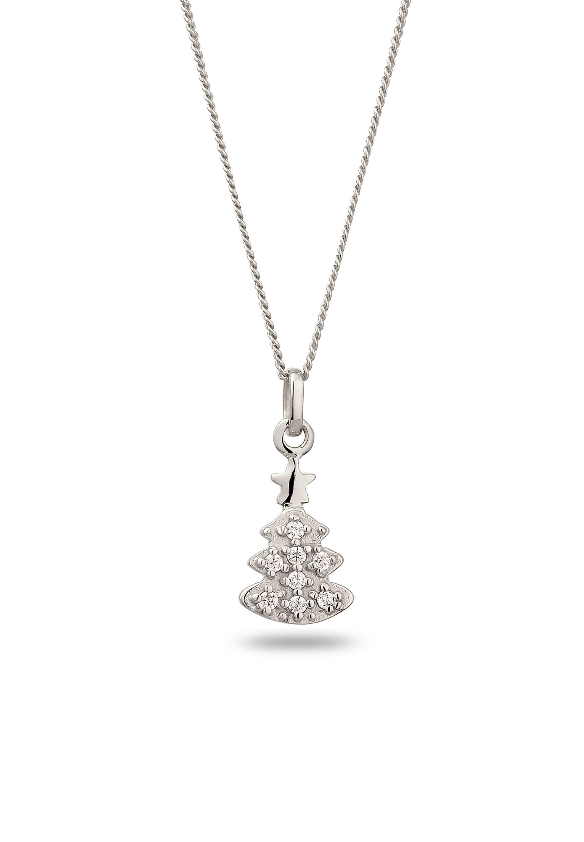 Elli DIAMONDS Silberkette »Halskette Tannenbaum Laborgezüchtete Diamanten Weiß (0.015 ct) 925 Sterling Silber«