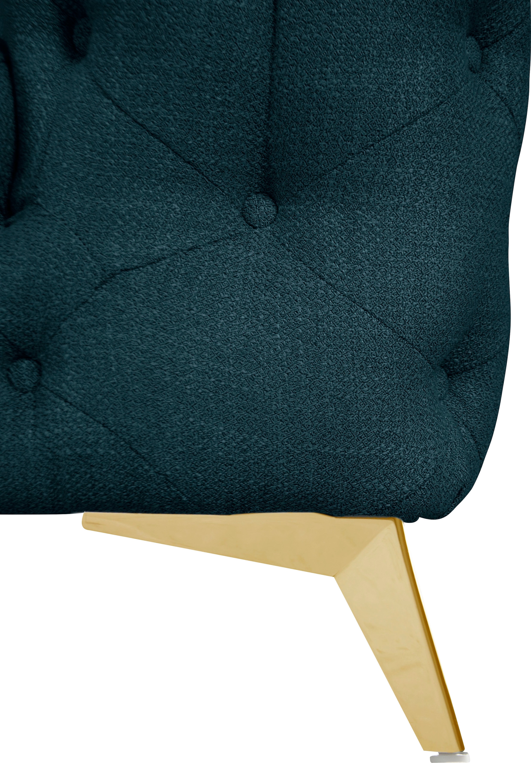 Leonique Chesterfield-Sofa »Ecksofa GLYNIS L-Form mit Wellenunterfederung, Maße B/T/H 264/264/75cm«, aufwändige Knopfheftung, moderne Chesterfield Optik, Fußfarbe wählbar