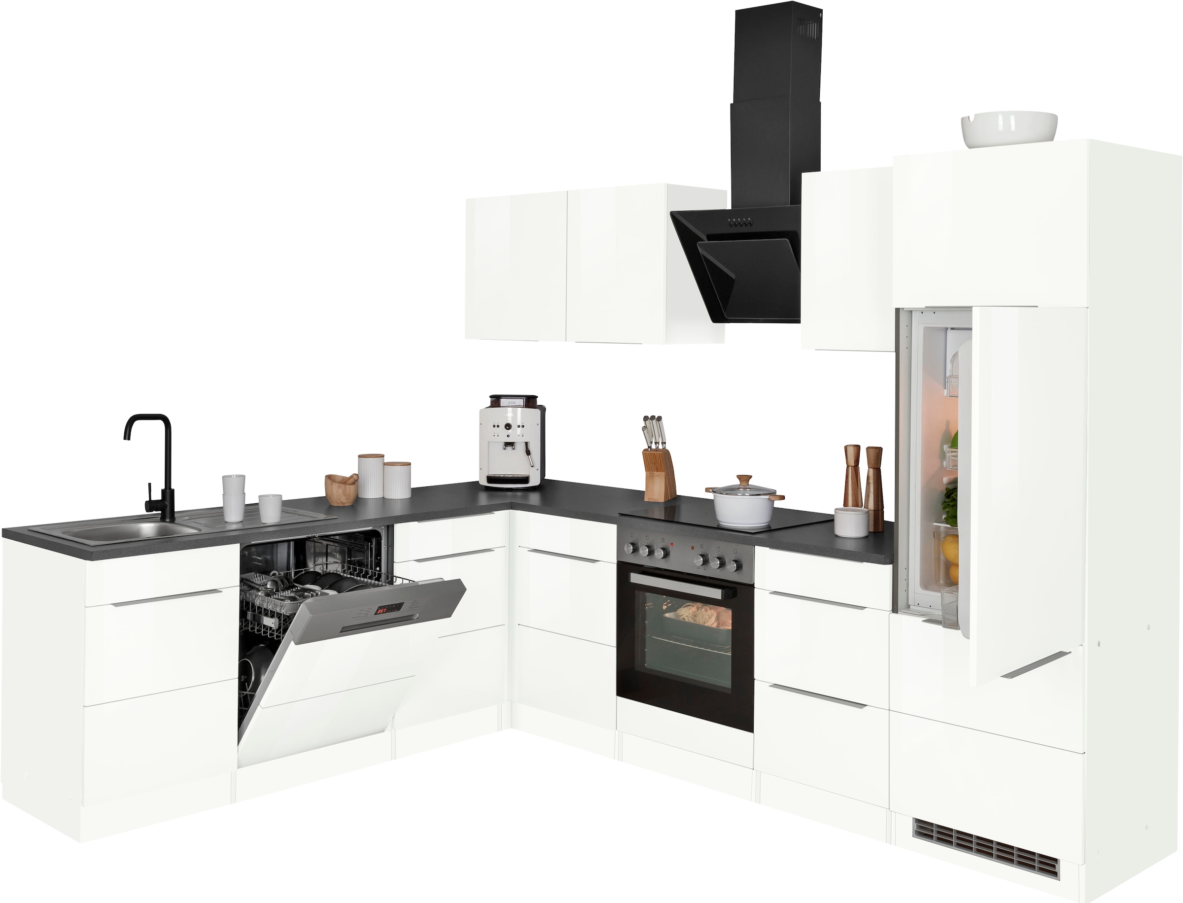 KOCHSTATION Winkelküche »KS-Brindisi«, Stellbreite 220/280 cm, wahlweise mit E-Geräten, mit MDF-Fronten