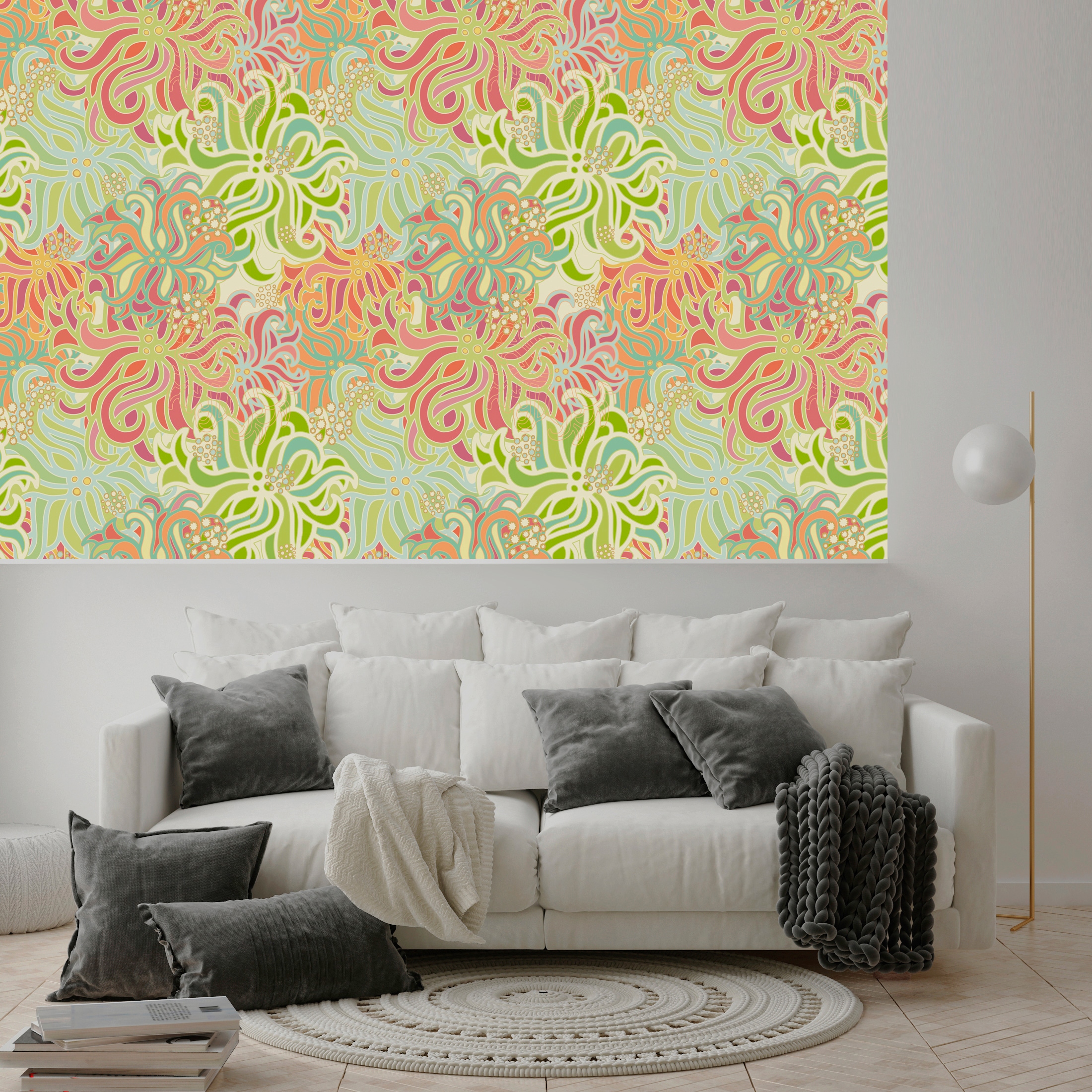 queence Vinyltapete »Gerrit«, bedruckt-Motiv-botanisch-floral-gemustert-natürlich, 90x250cm, selbstklebend, kinderleichte Anbringung, Sticker
