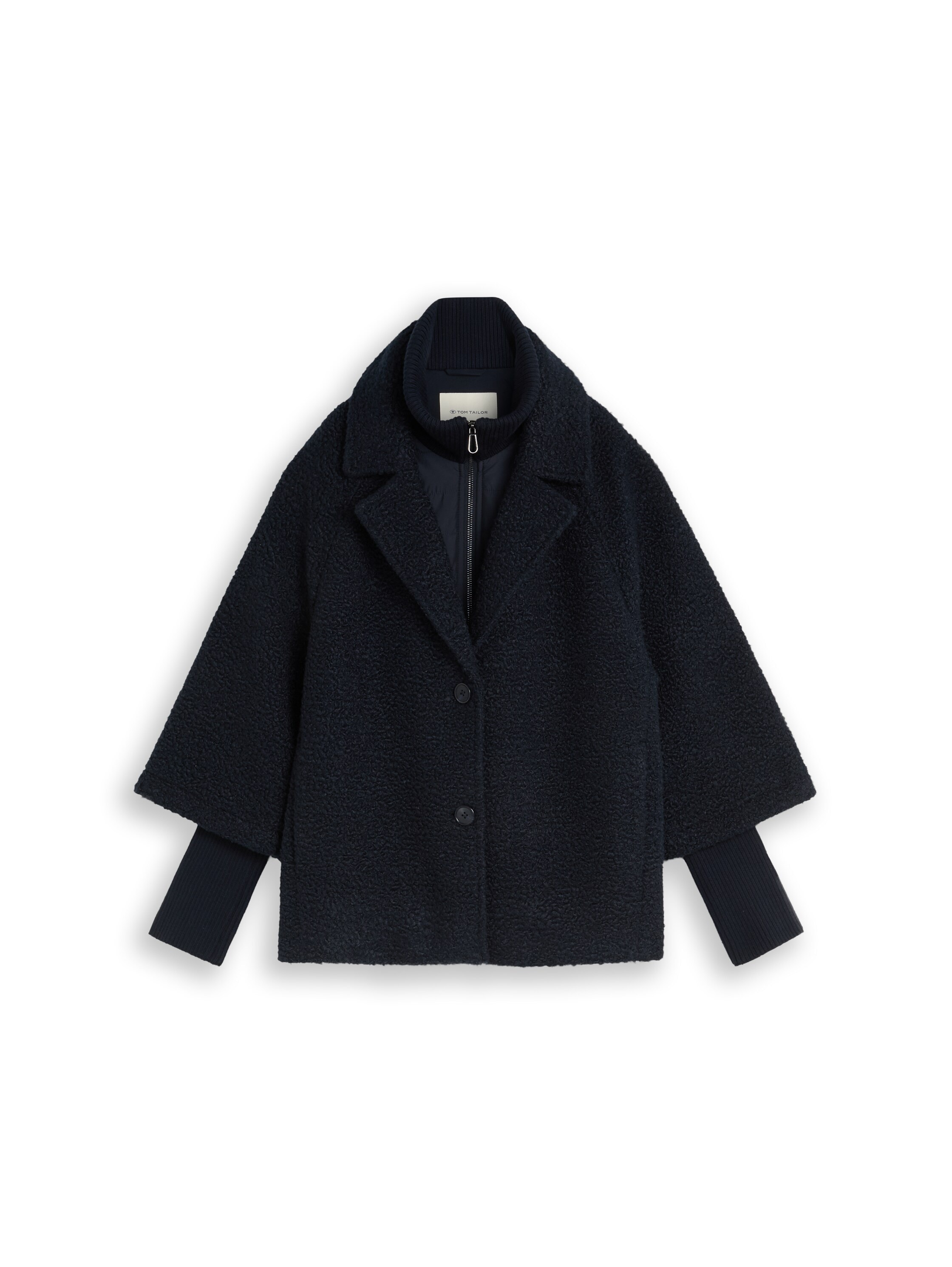 TOM TAILOR Fellimitatjacke »Regular« ohne Kapuze mit Reverskragen und Stehkragen-Inlay  und Knopfleiste